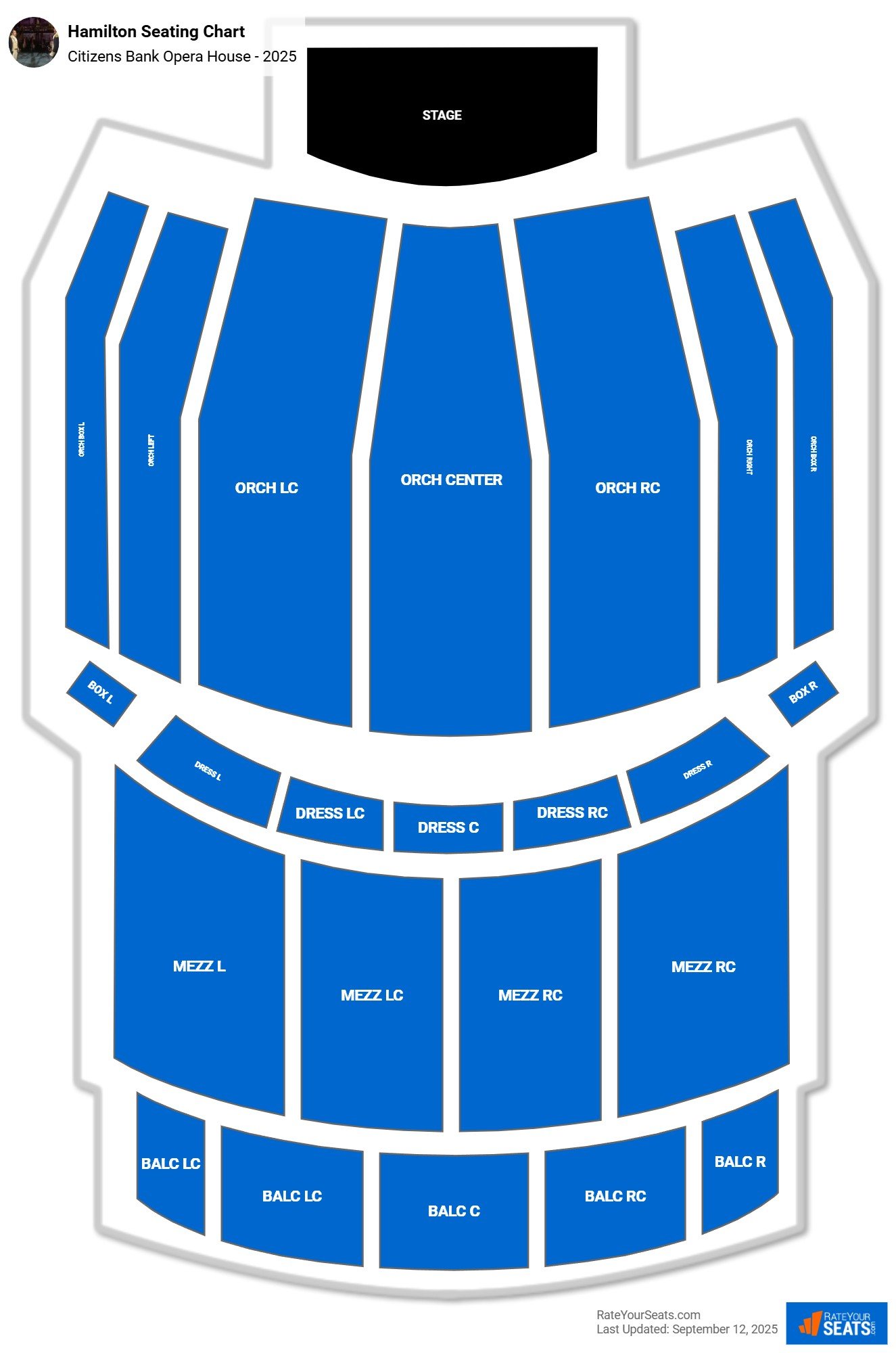 Hamilton seating chart Citizens Bank Opera House