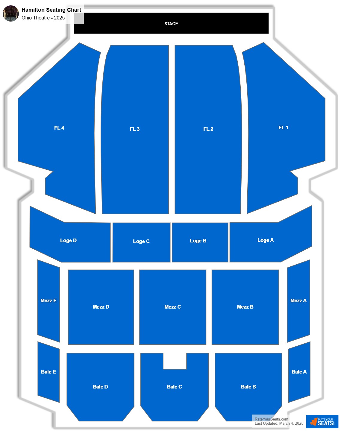 Hamilton seating chart Ohio Theatre