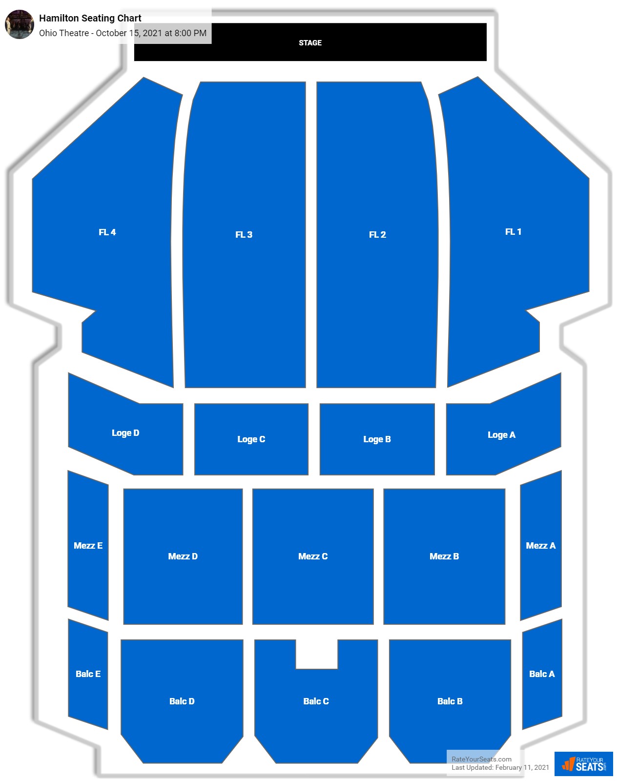 Hamilton seating chart Ohio Theatre