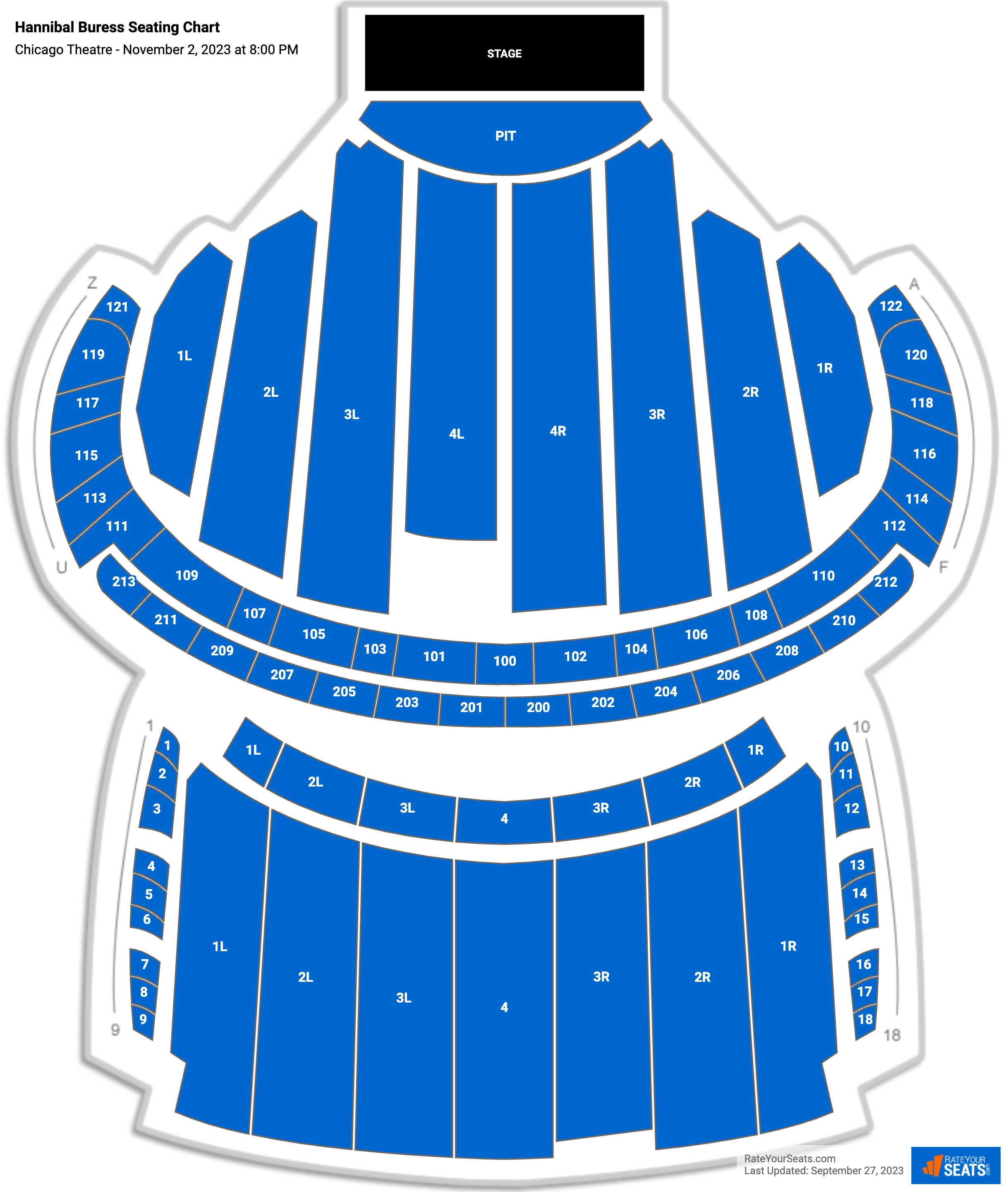 Hannibal Buress seating chart Chicago Theatre