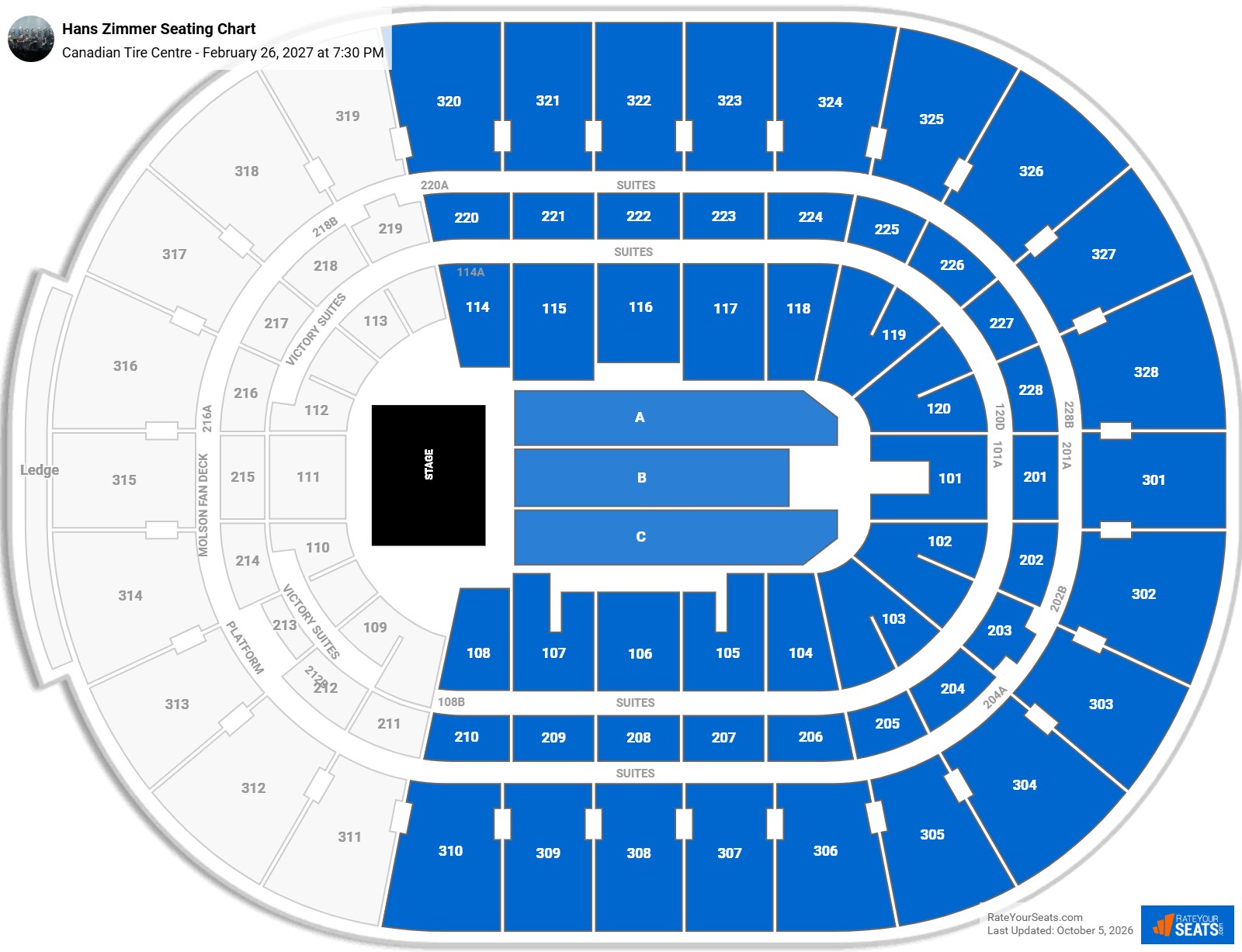 Hans Zimmer Seating Chart at Canadian Tire Centre
