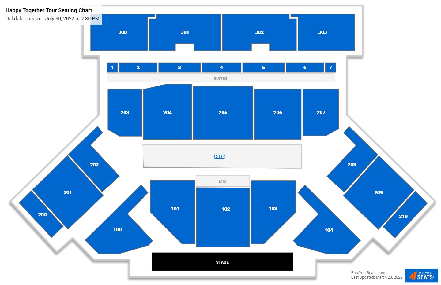 Happy Together Tour seating chart Oakdale Theatre