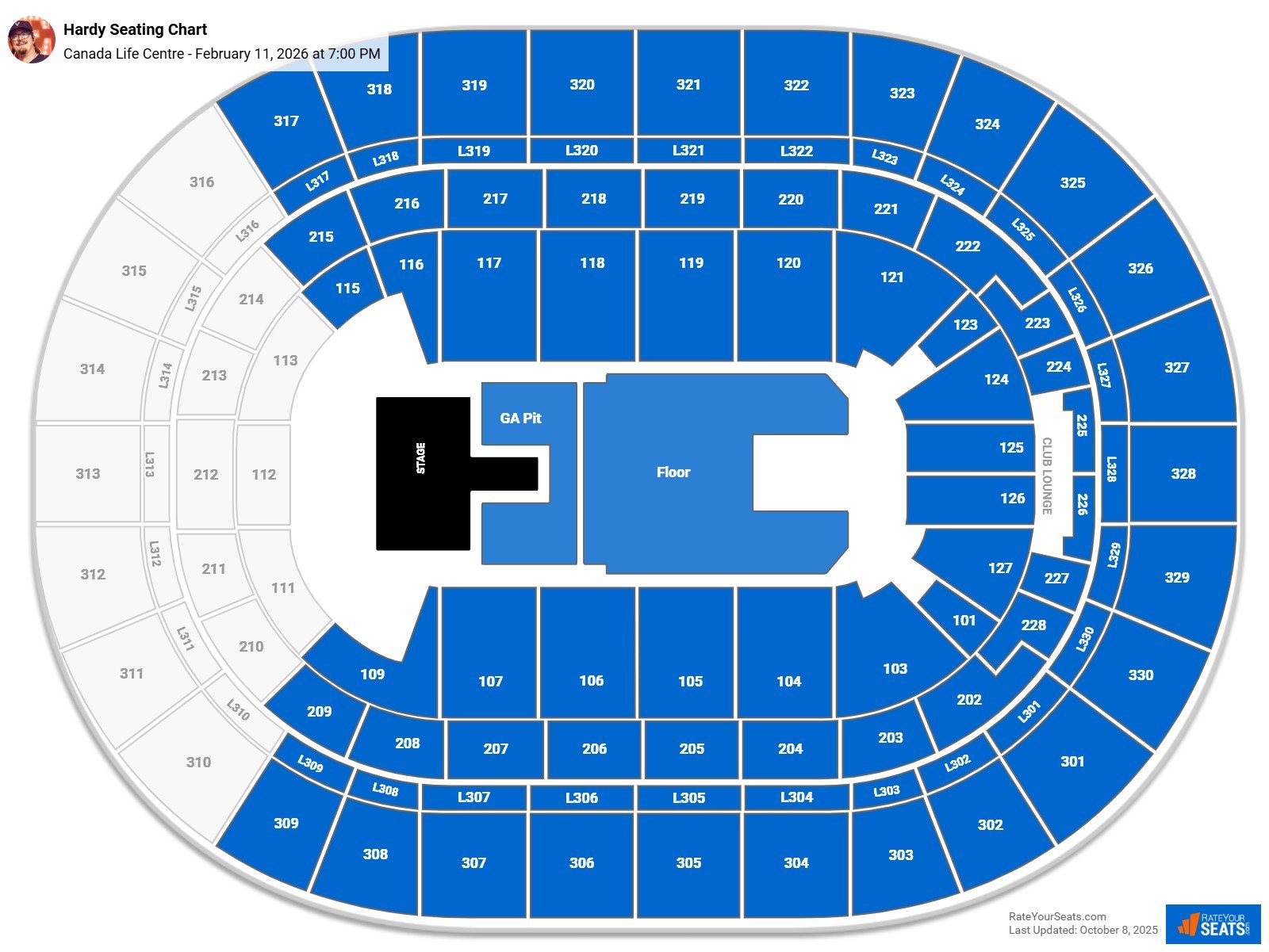 Hardy seating chart Canada Life Centre
