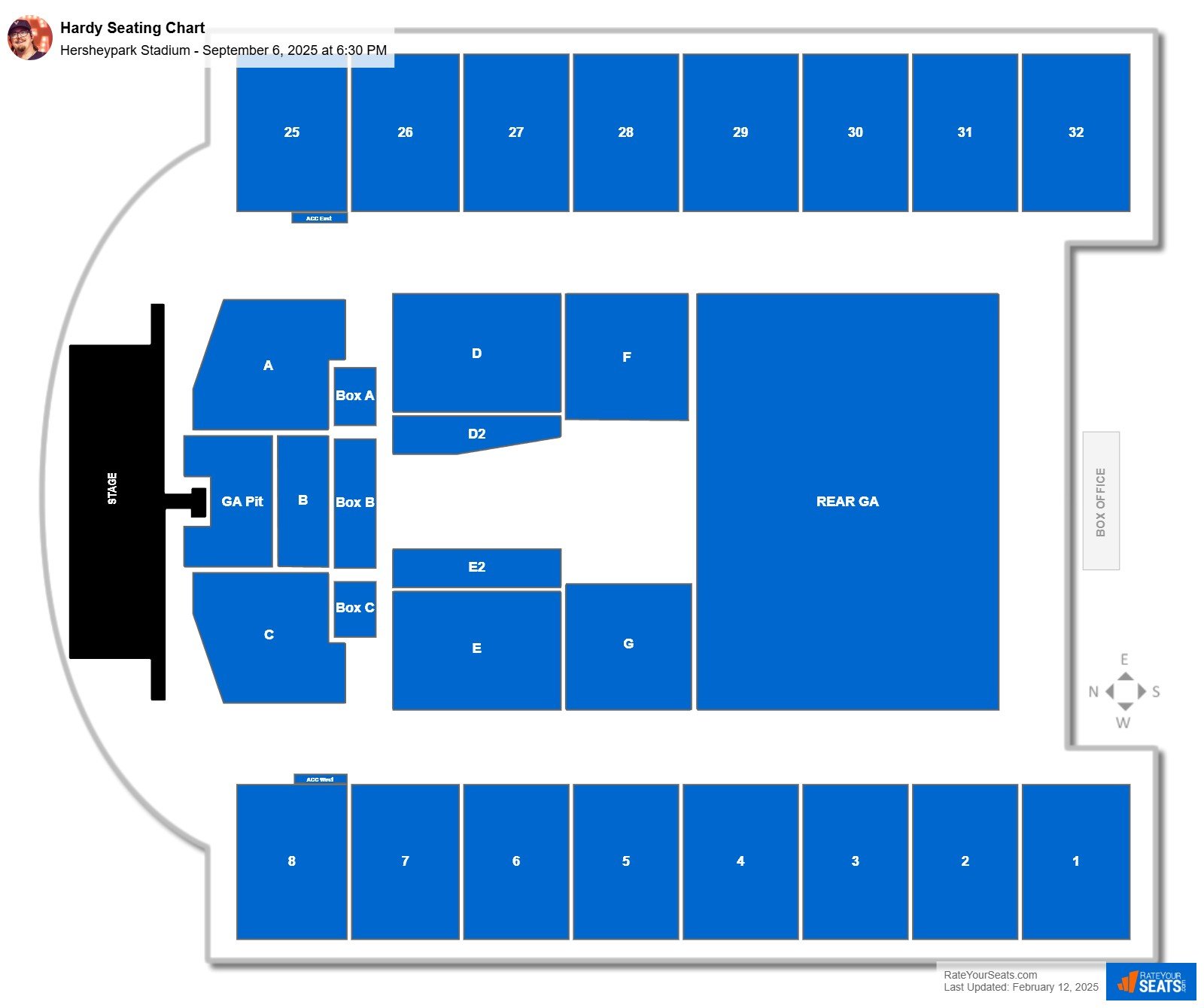 Hardy seating chart Hersheypark Stadium