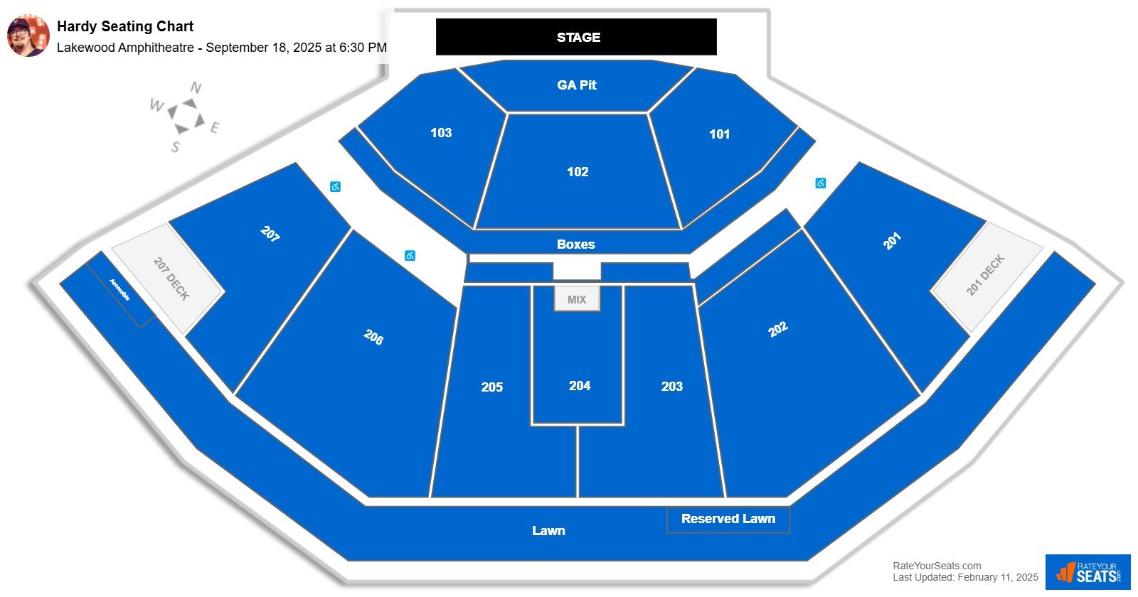 Hardy seating chart Lakewood Amphitheatre