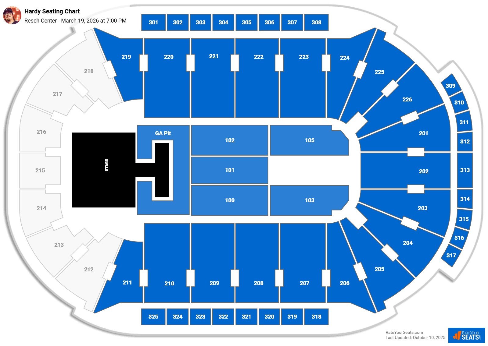 Hardy seating chart Resch Center
