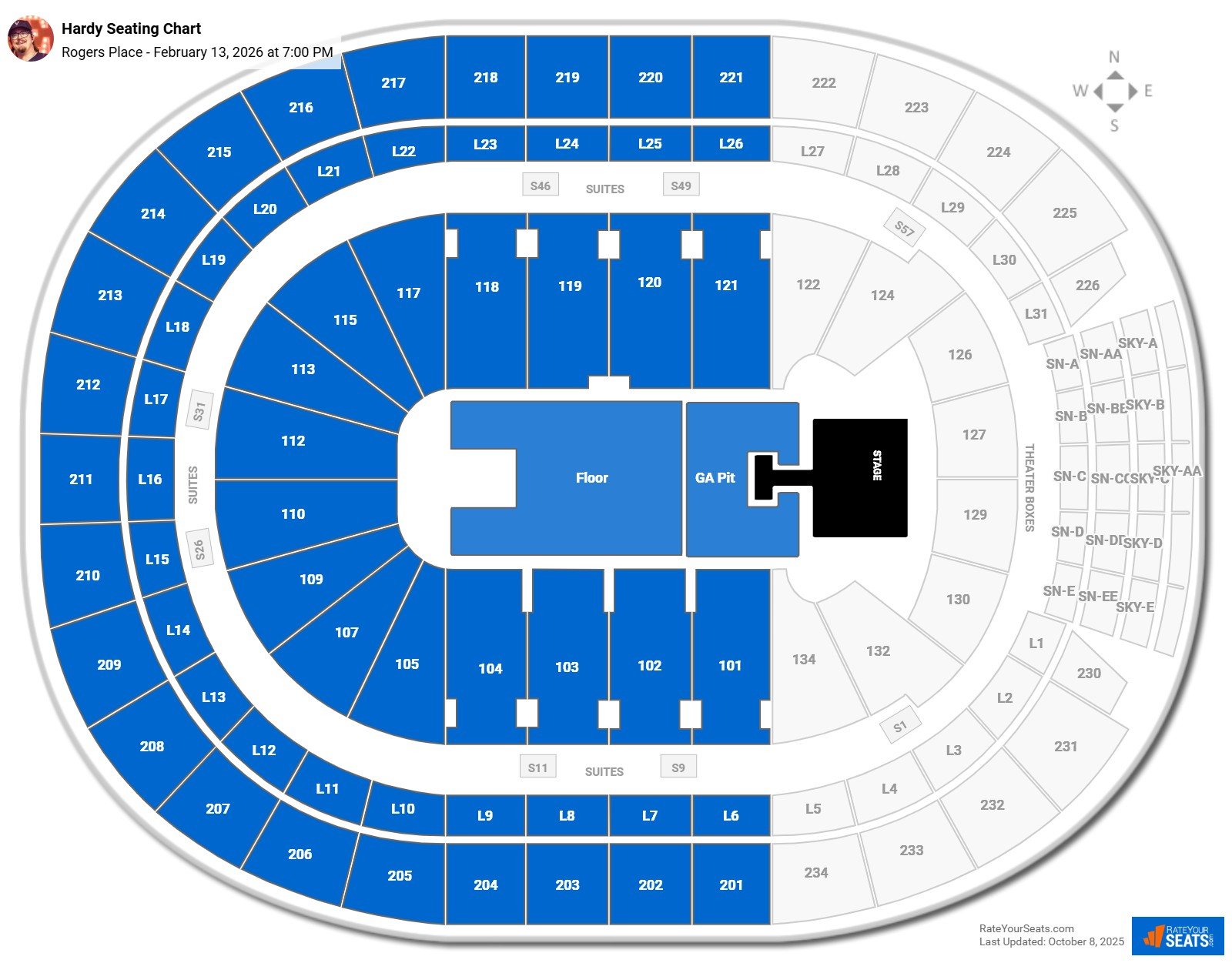 Hardy seating chart Rogers Place
