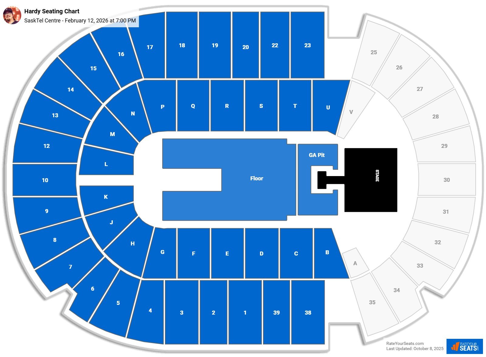 Hardy seating chart SaskTel Centre