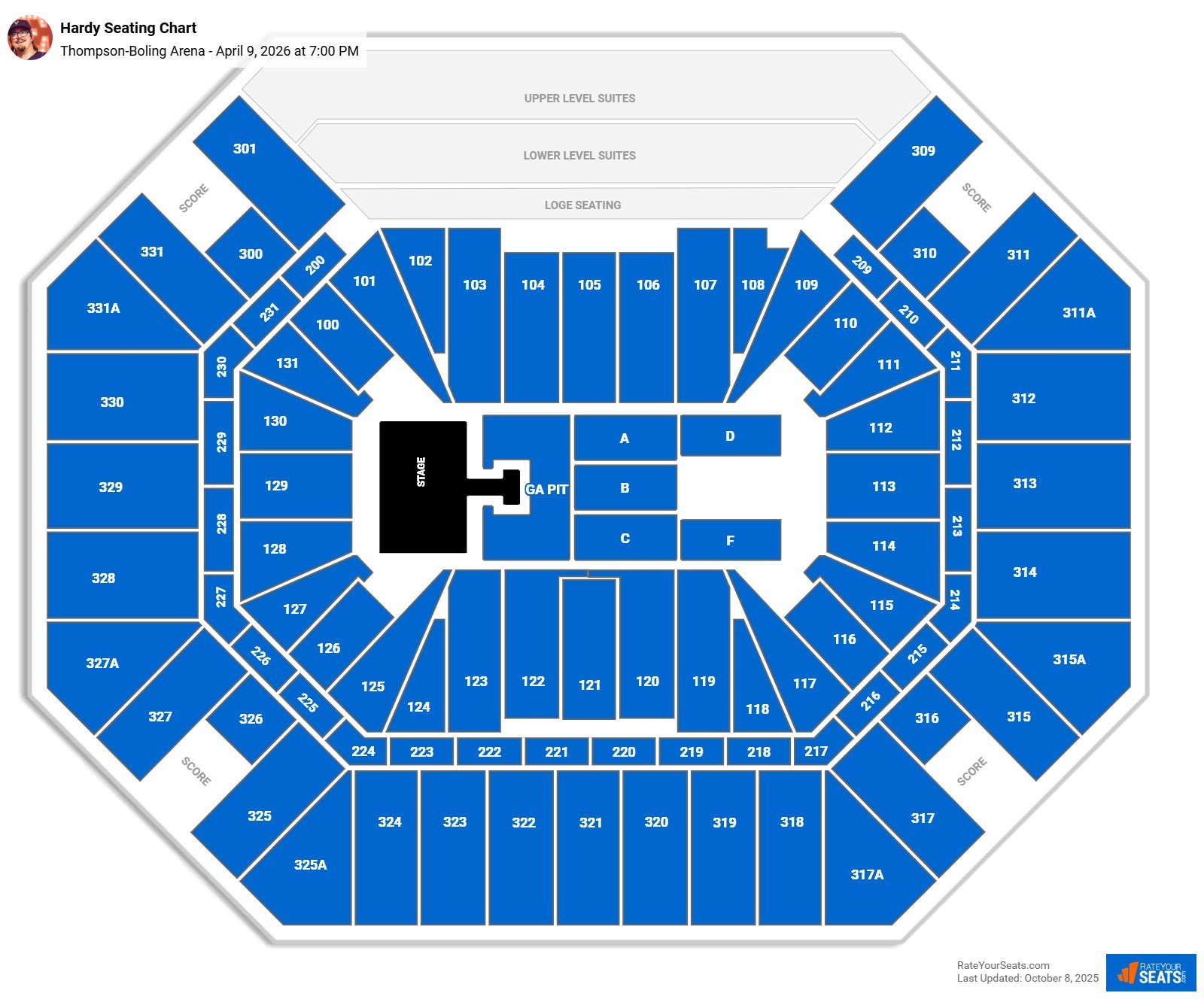 Hardy seating chart Thompson-Boling Arena