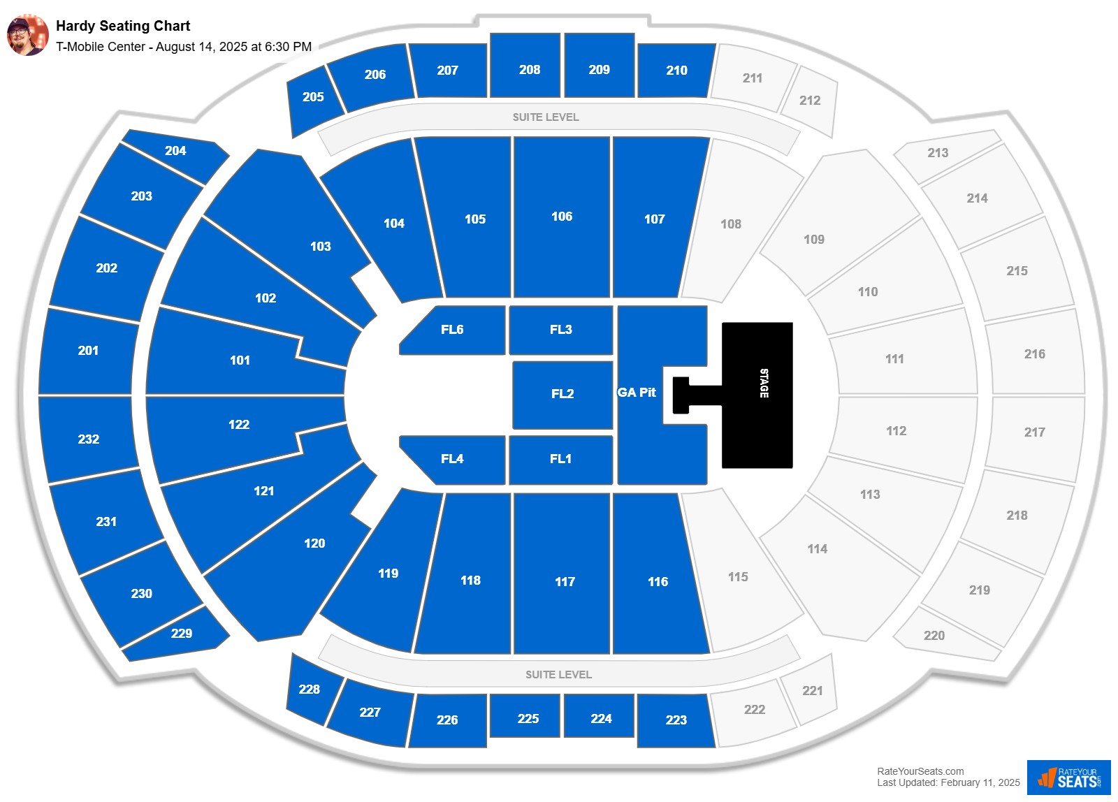 Hardy seating chart T-Mobile Center
