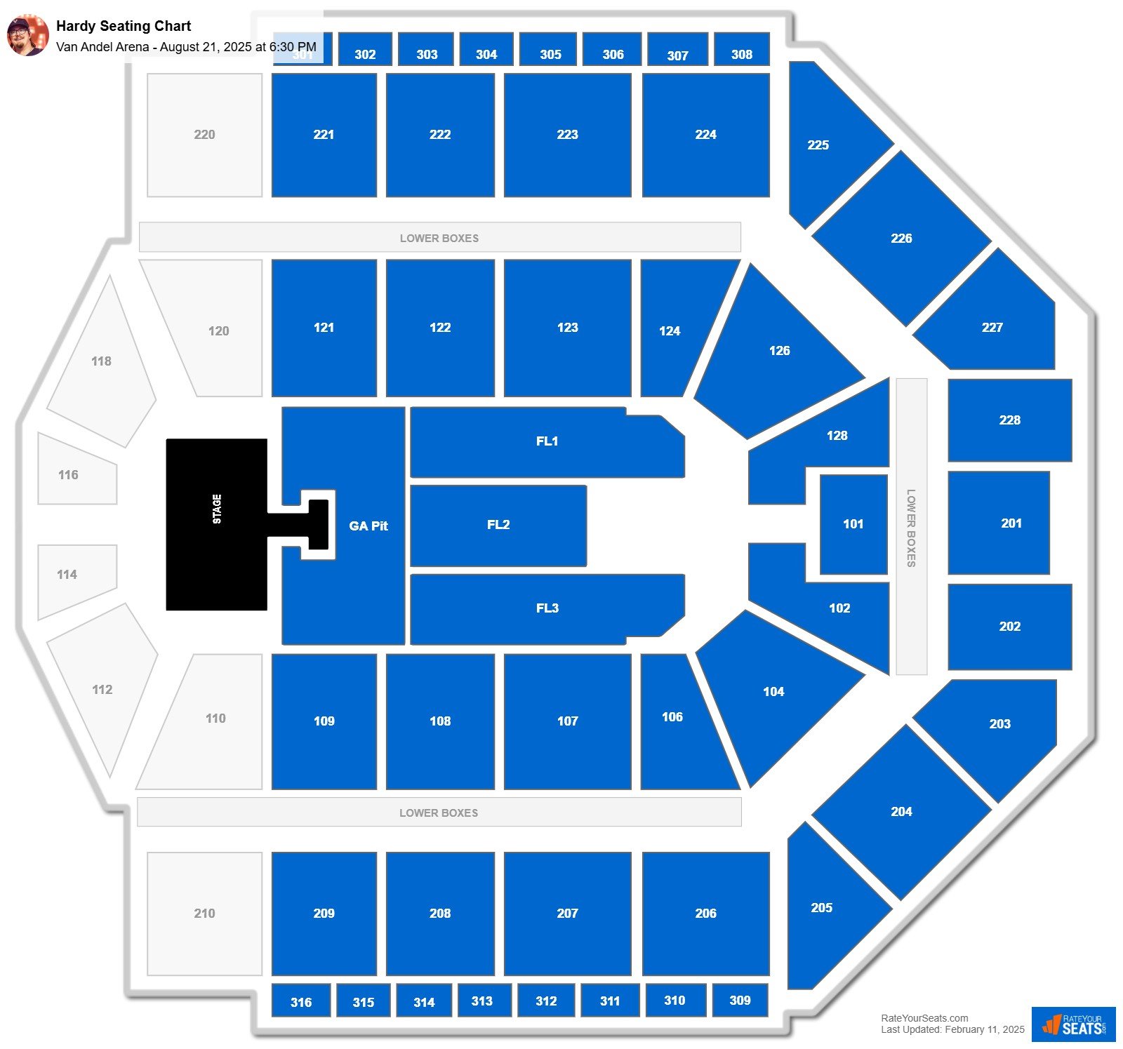 Hardy seating chart Van Andel Arena