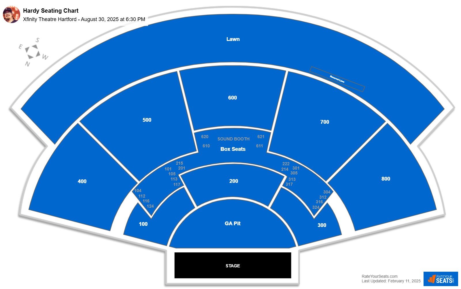 Hardy seating chart Xfinity Theatre Hartford