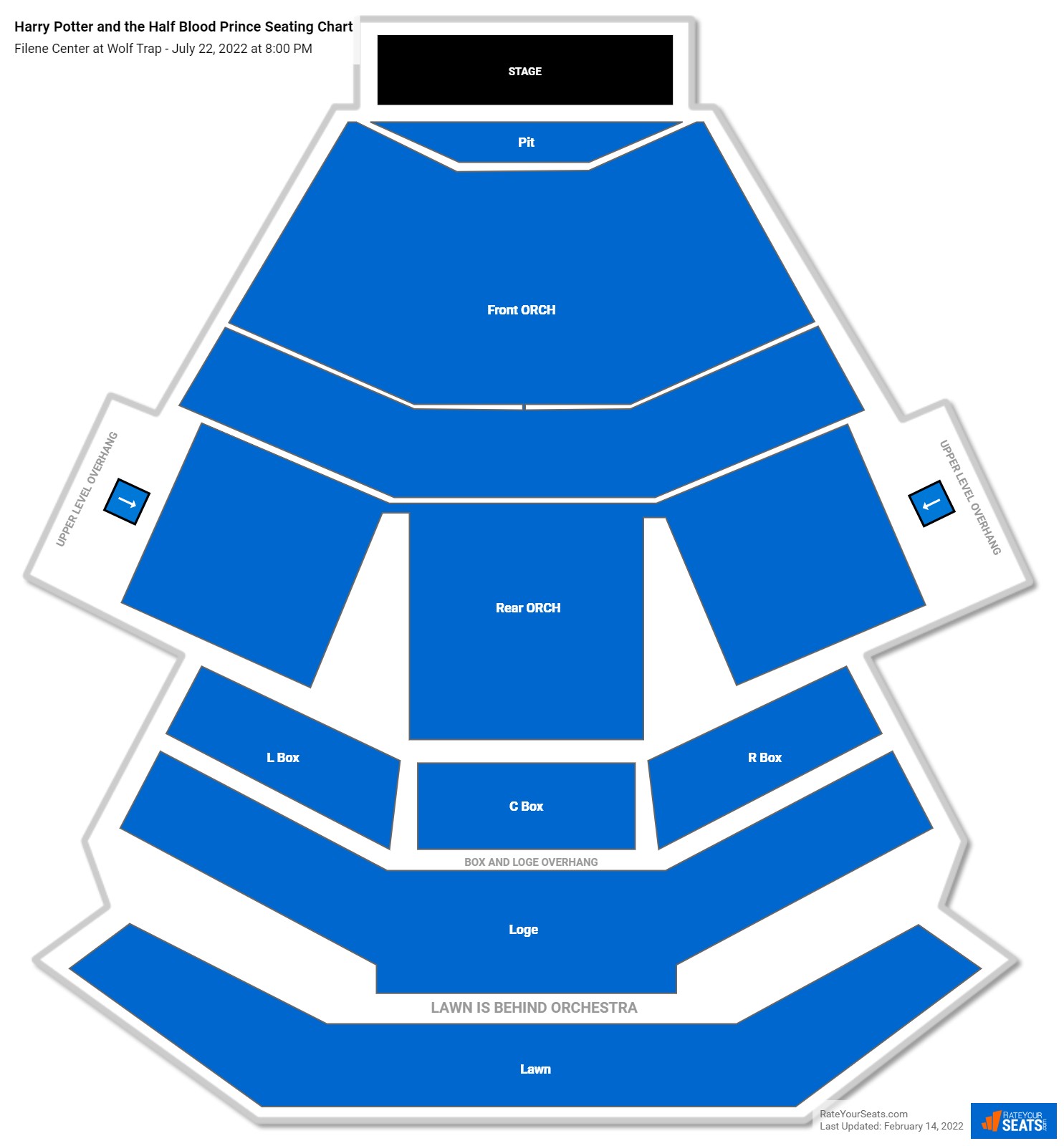 Harry Potter and the Half Blood Prince seating chart Filene Center at Wolf Trap