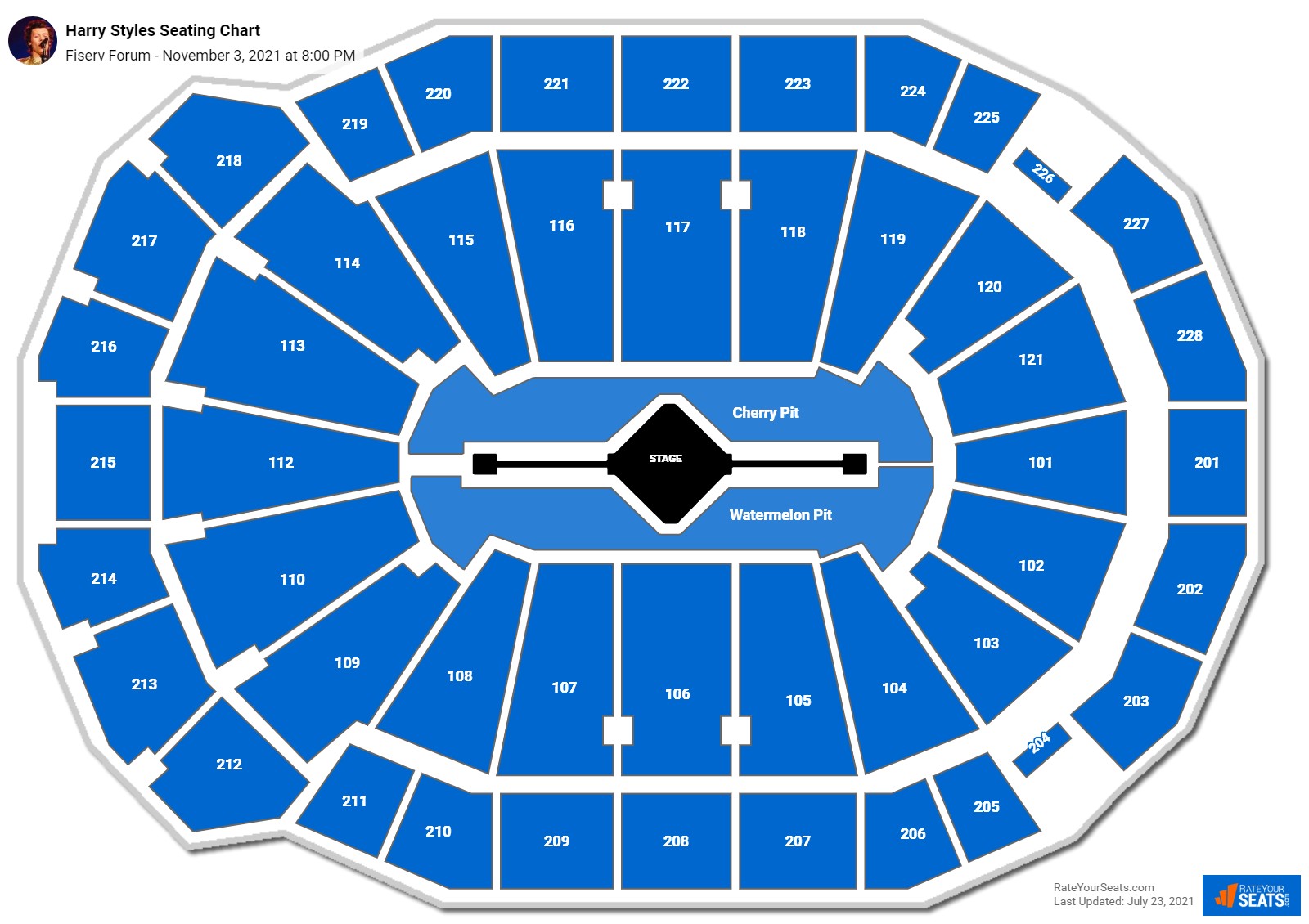 Harry Styles seating chart Fiserv Forum