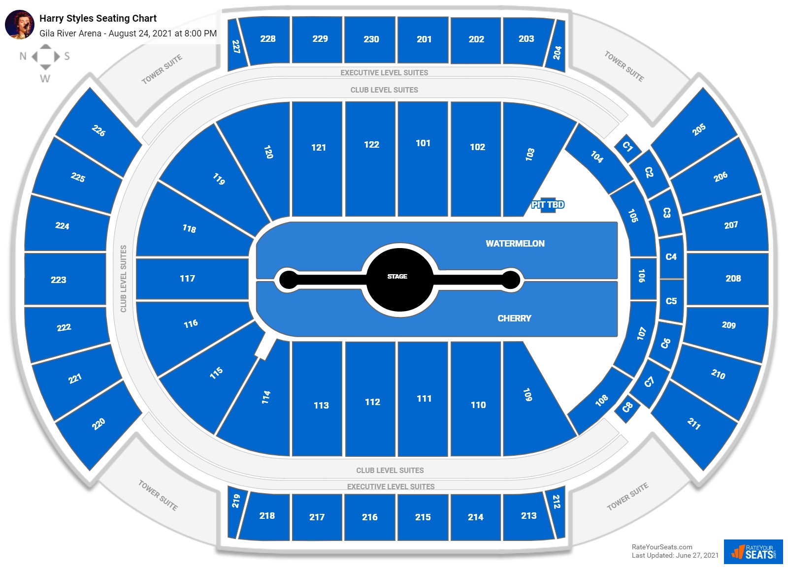 Harry Styles seating chart Gila River Arena