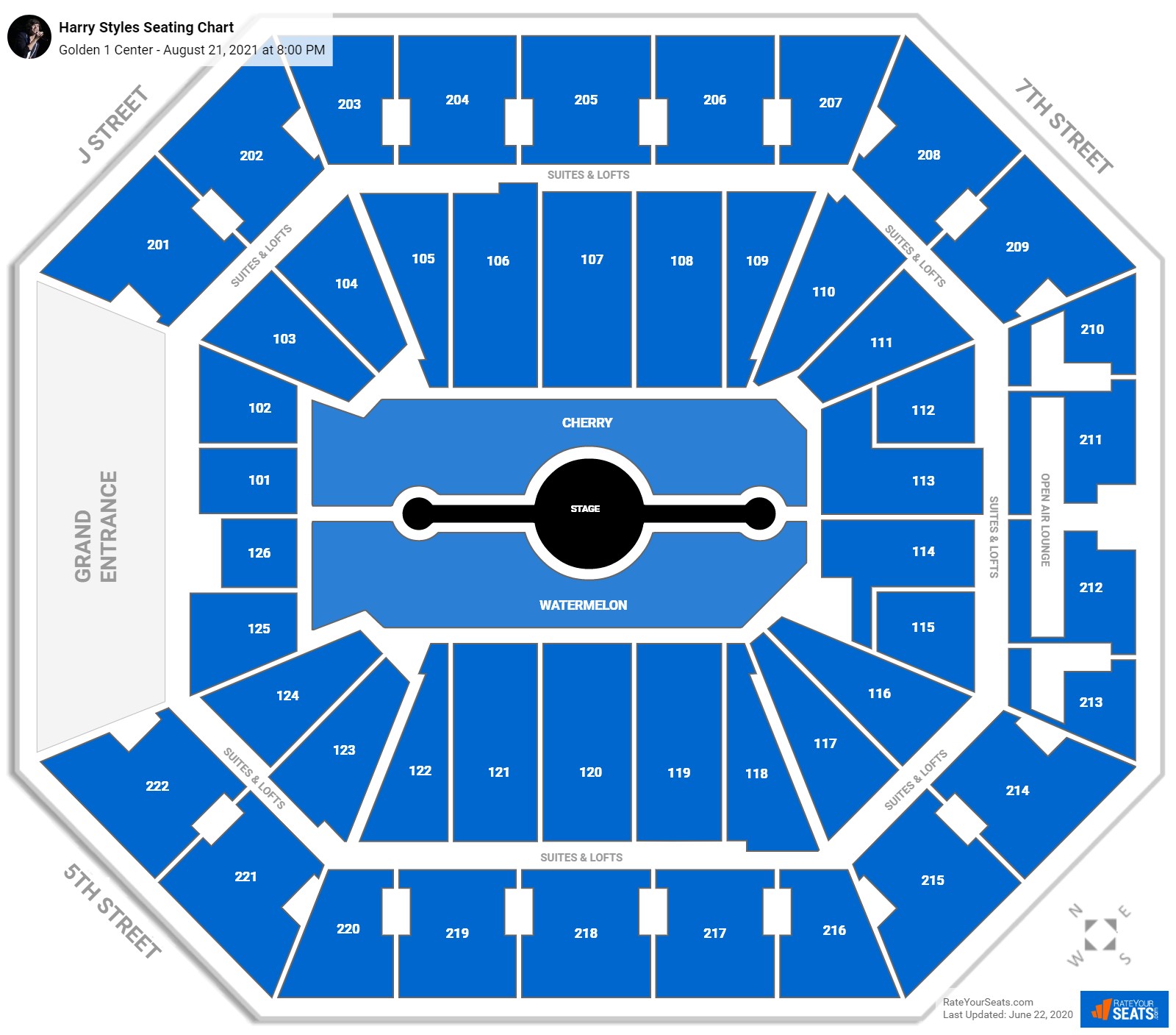 Harry Styles seating chart Golden 1 Center
