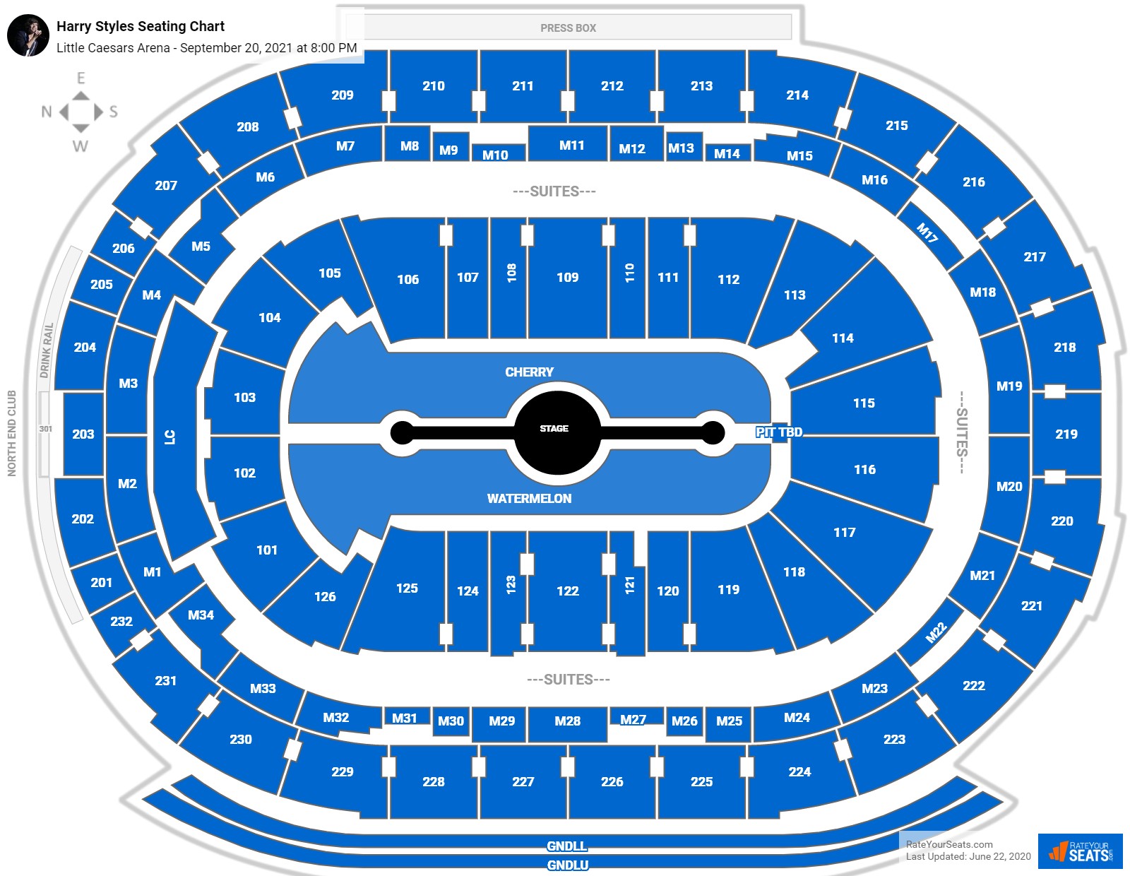 Harry Styles seating chart Little Caesars Arena