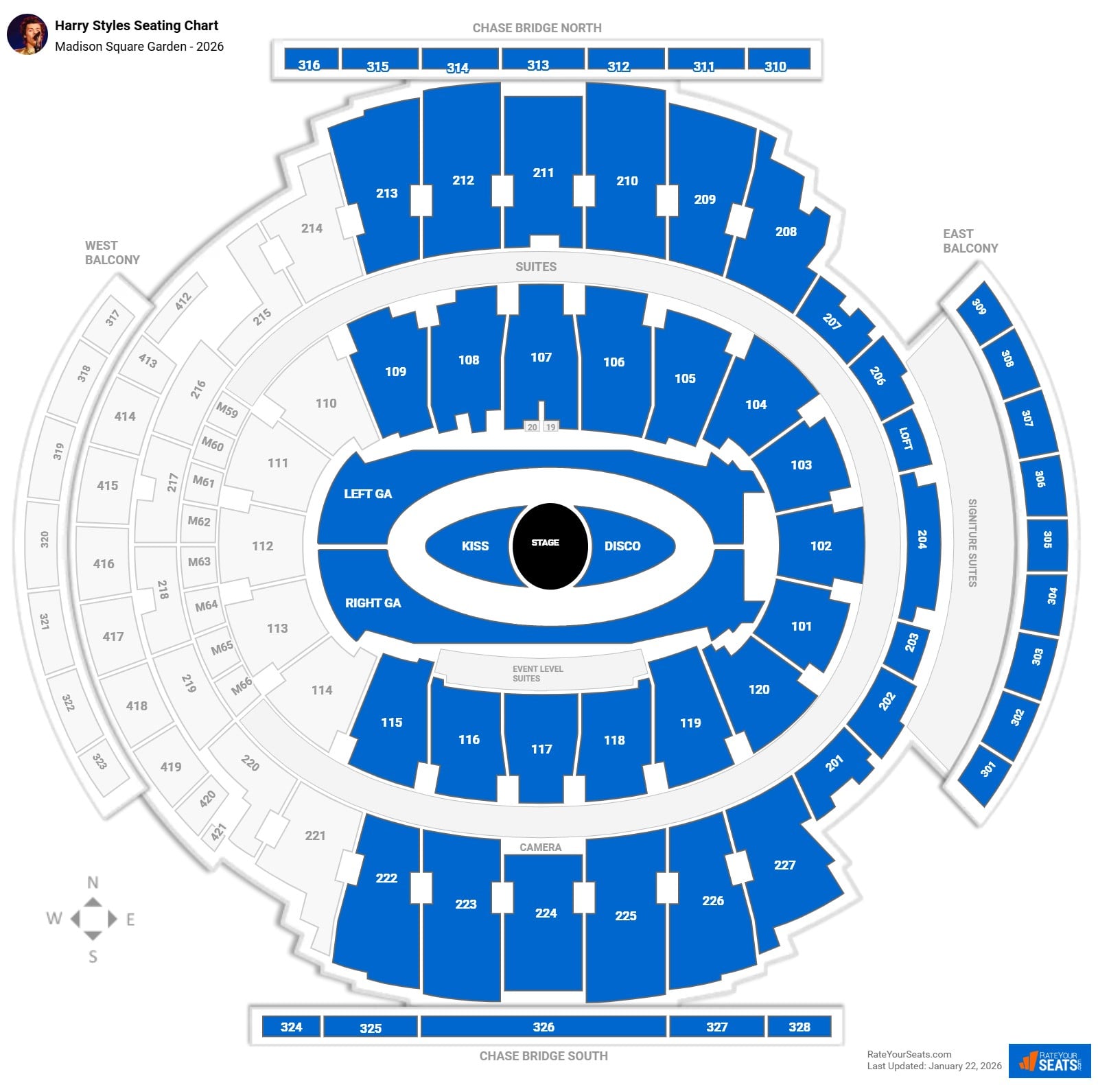 Harry Styles seating chart Madison Square Garden