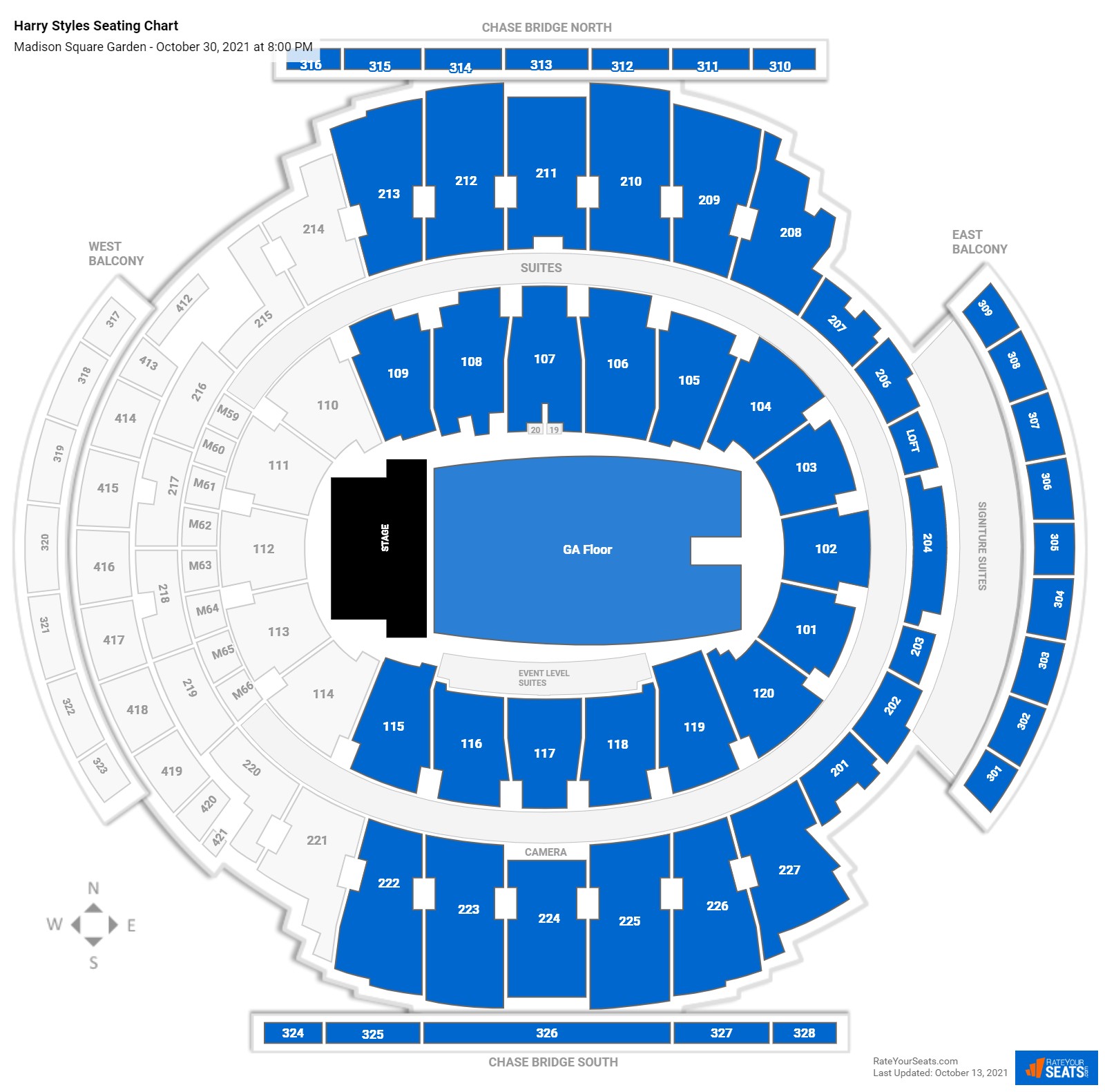 Harry Styles seating chart Madison Square Garden