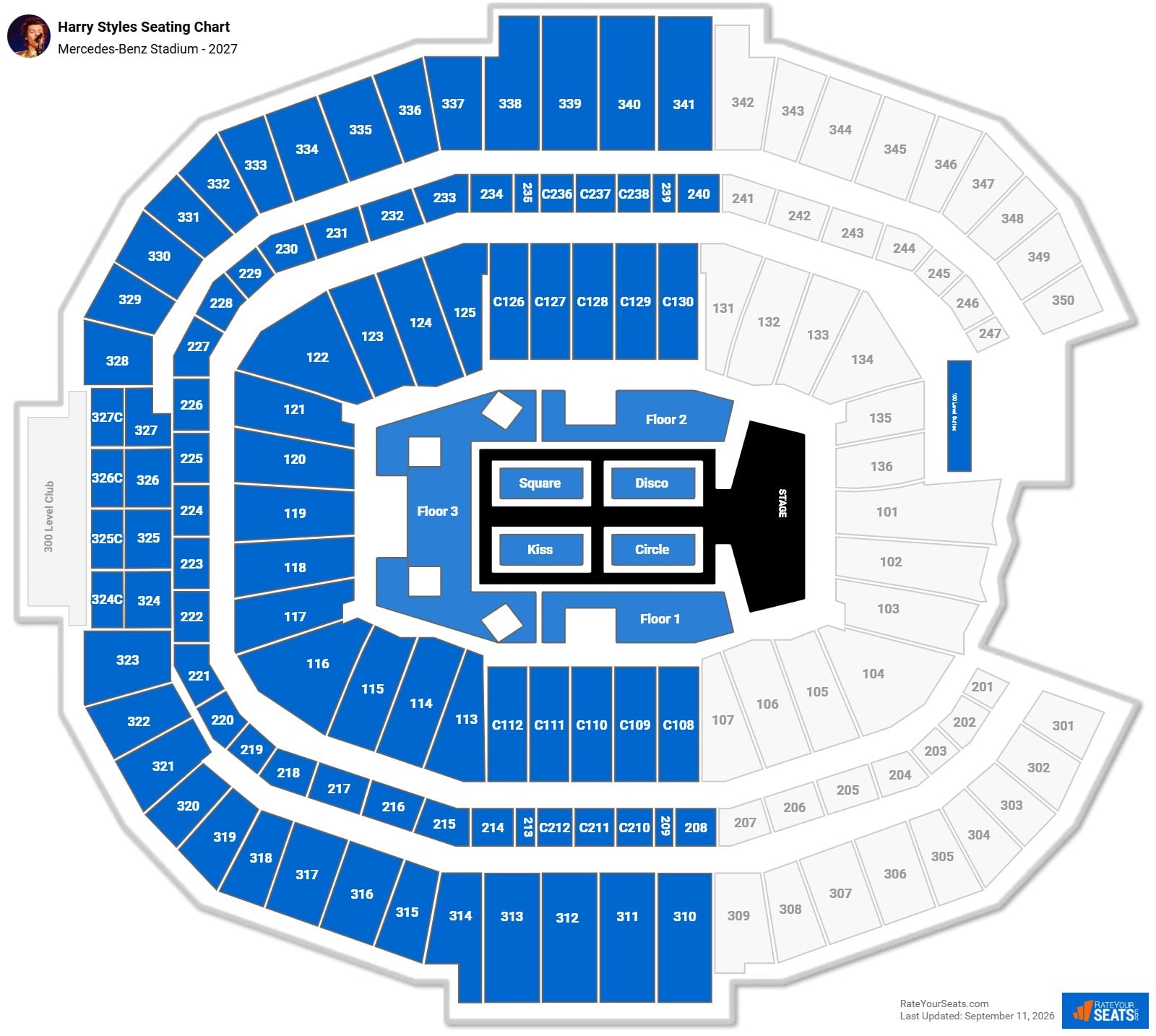 Harry Styles Seating Chart at Mercedes-Benz Stadium