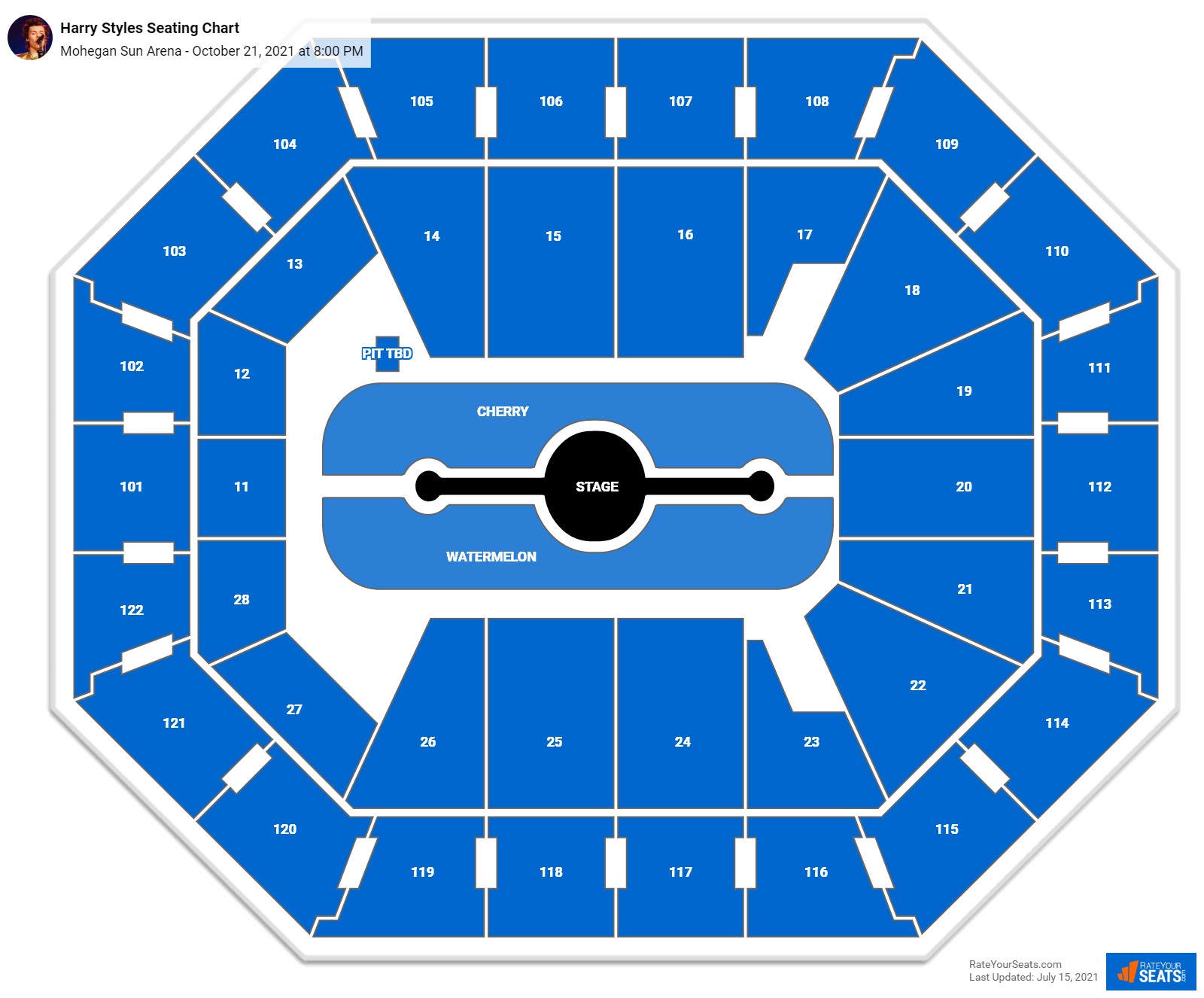 Harry Styles seating chart Mohegan Sun Arena