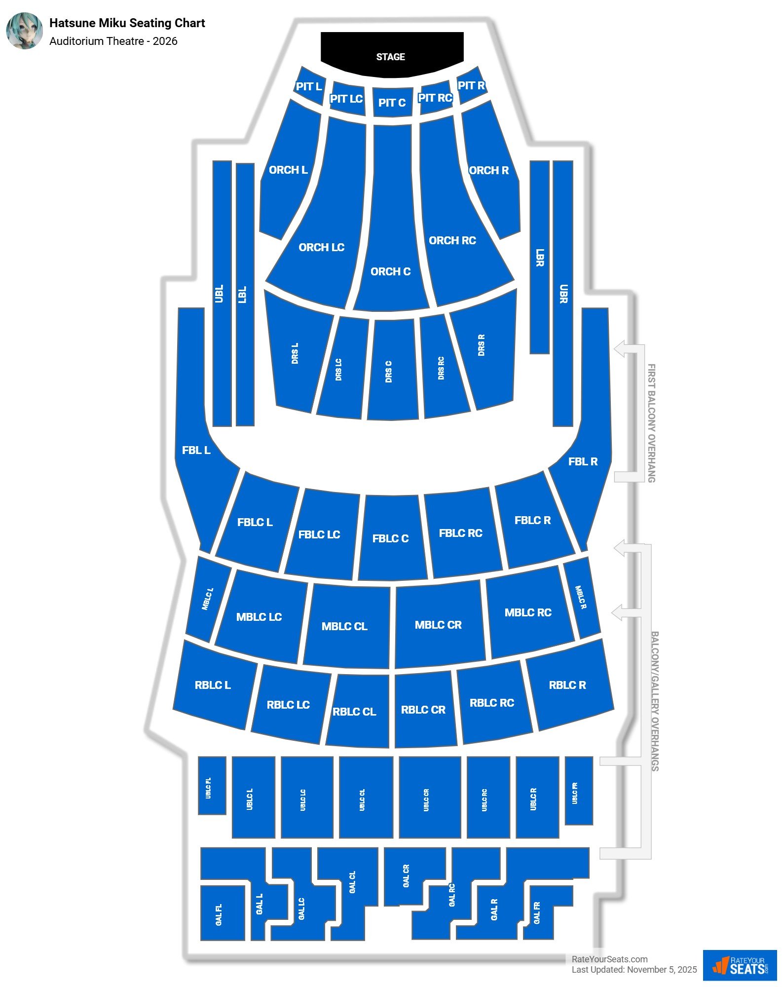 Hatsune Miku seating chart Auditorium Theatre
