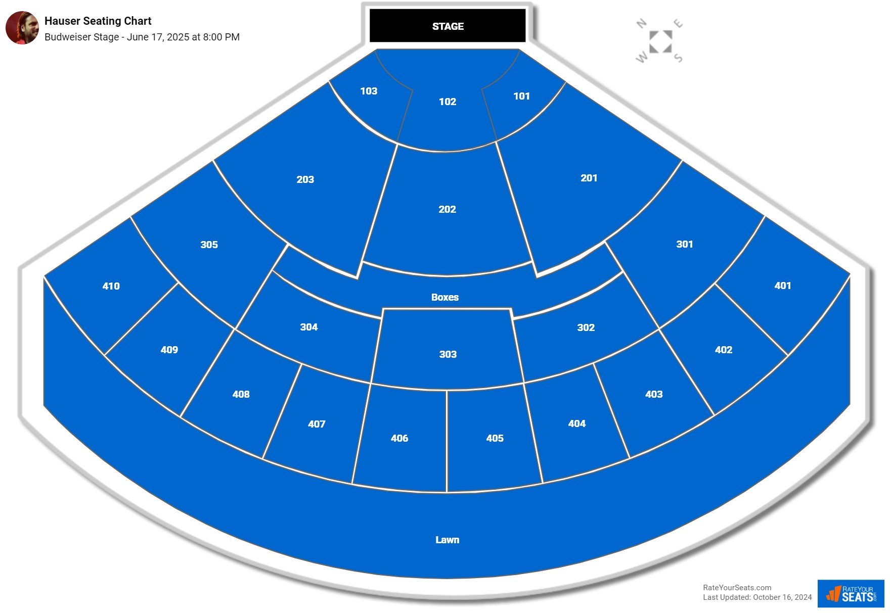 Hauser seating chart Budweiser Stage