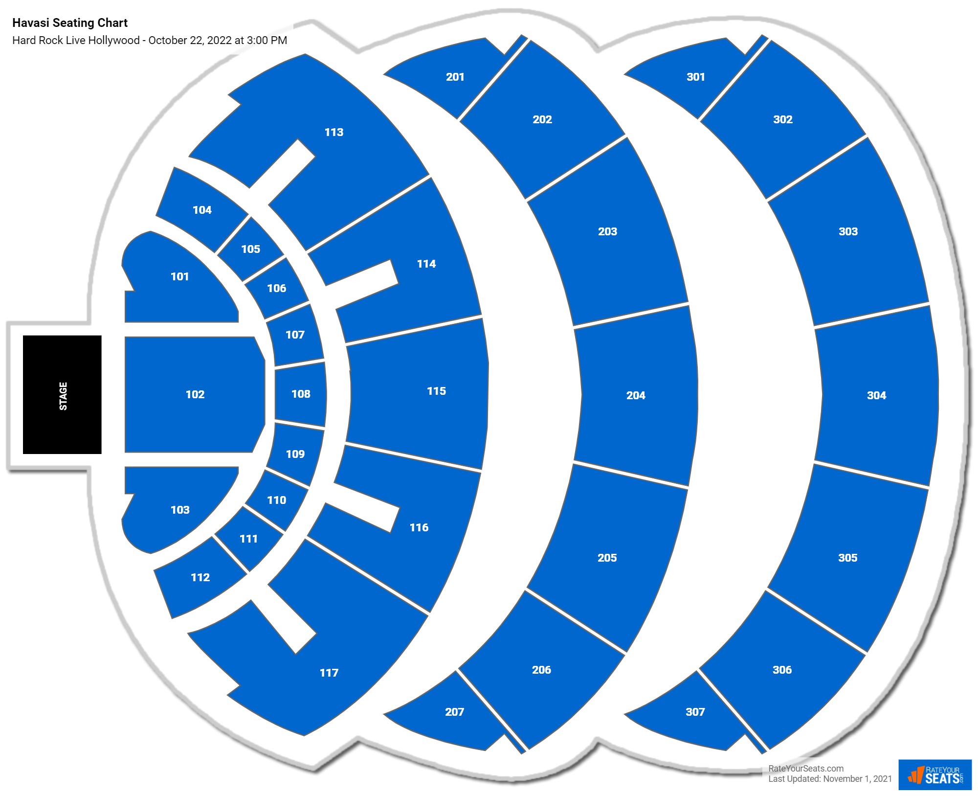 Havasi seating chart Hard Rock Live Hollywood