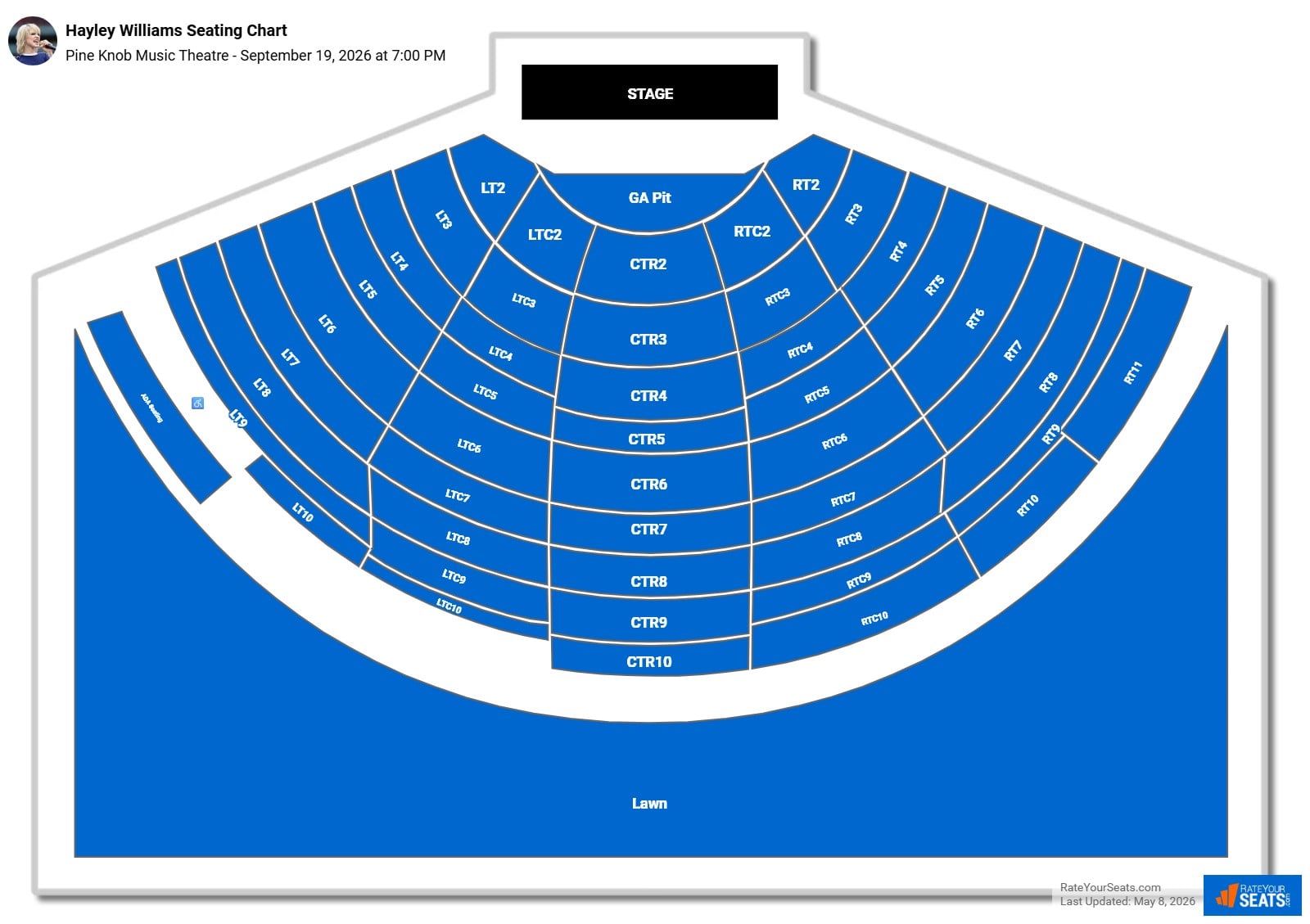 Hayley Williams Seating Chart at Pine Knob Music Theatre