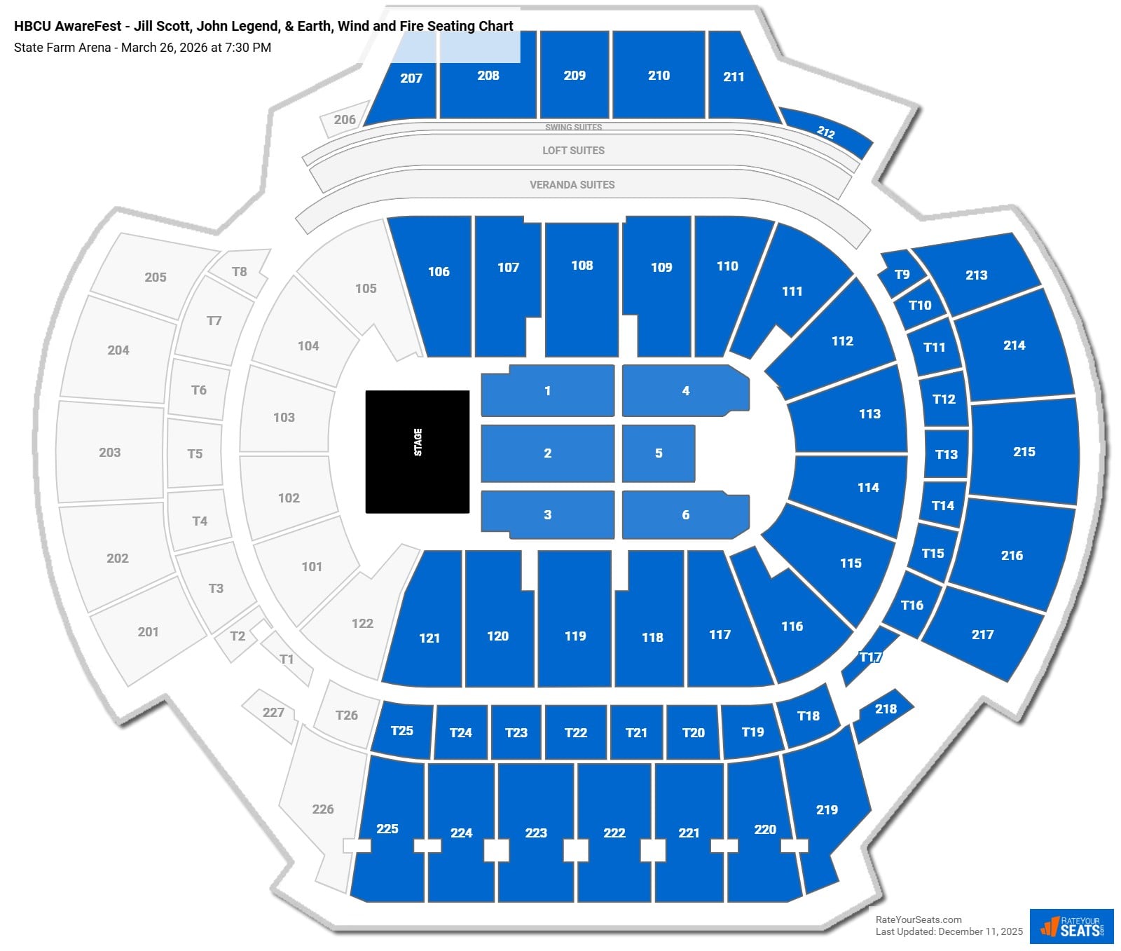 HBCU AwareFest - Jill Scott, John Legend, & Earth, Wind and Fire seating chart State Farm Arena