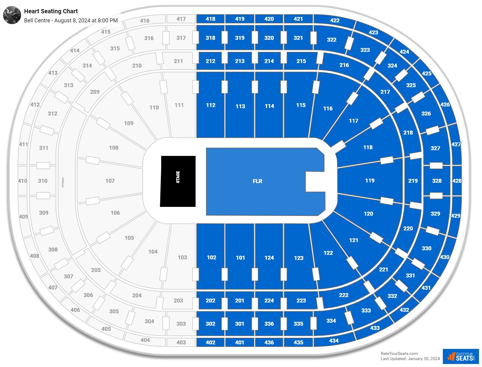 Heart and Cheap Trick seating chart Bell Centre