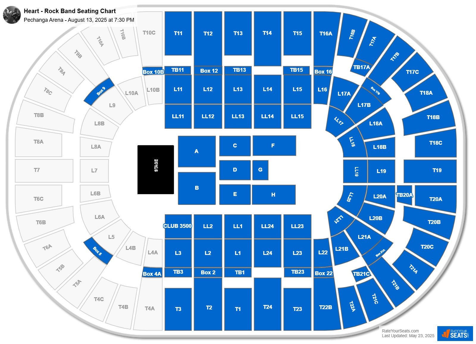 Heart - Rock Band seating chart Pechanga Arena