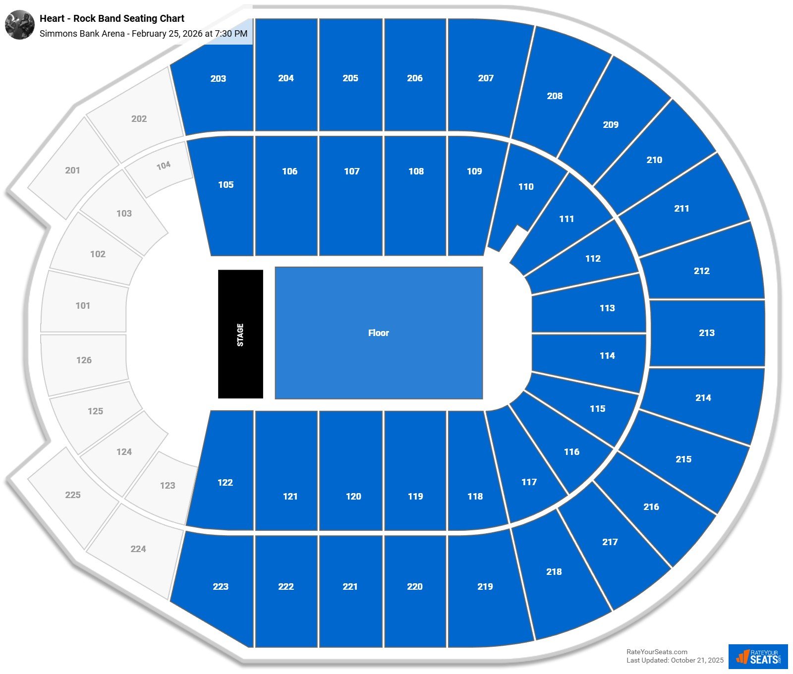 Heart - Rock Band seating chart Simmons Bank Arena