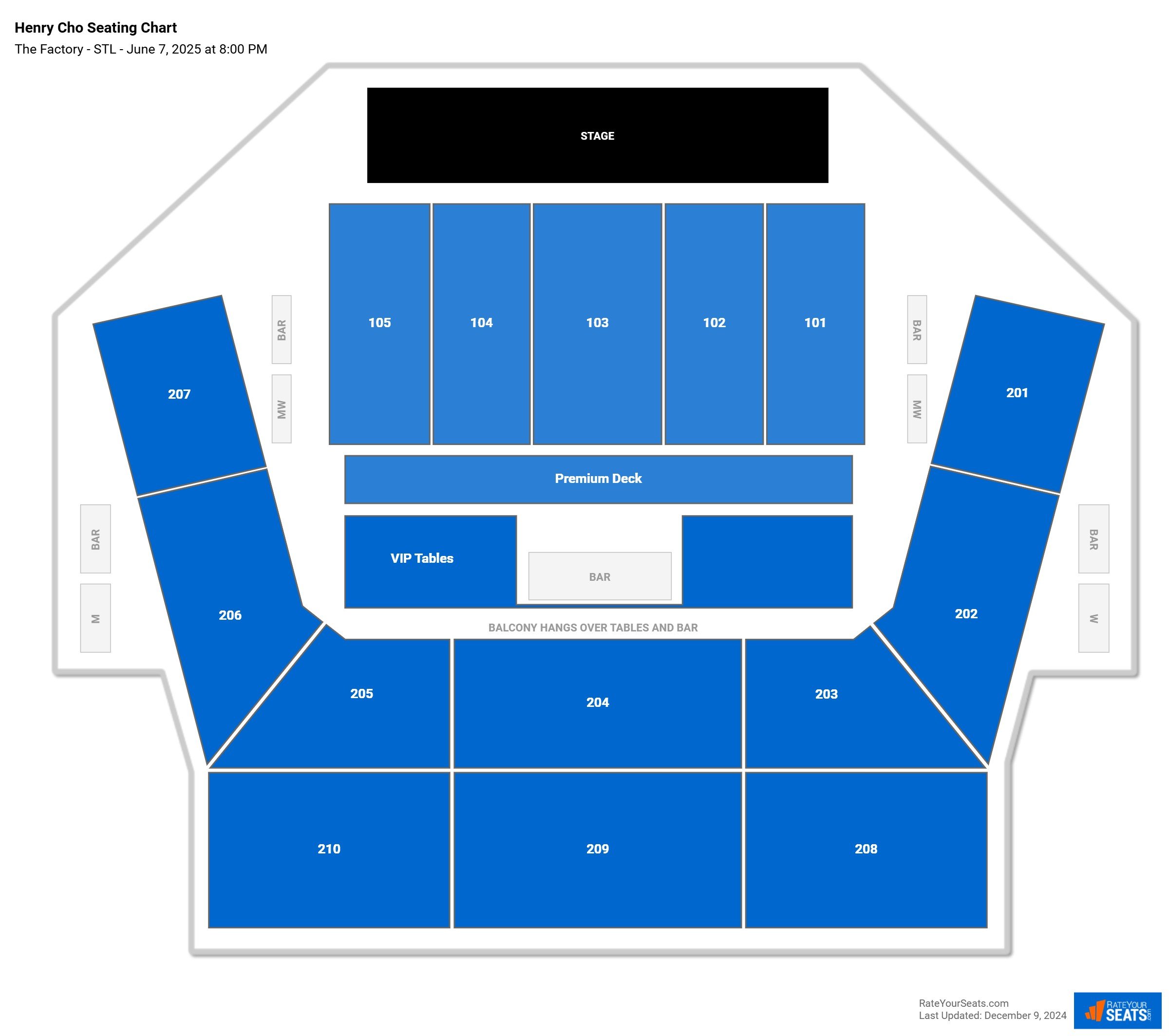 Henry Cho seating chart The Factory - STL