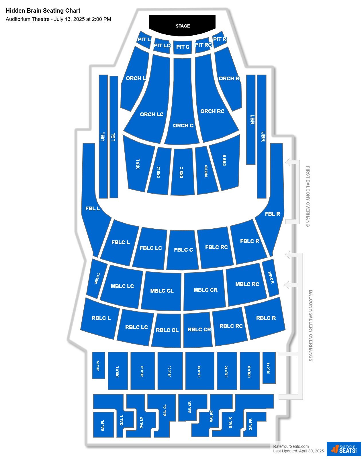 Hidden Brain seating chart Auditorium Theatre