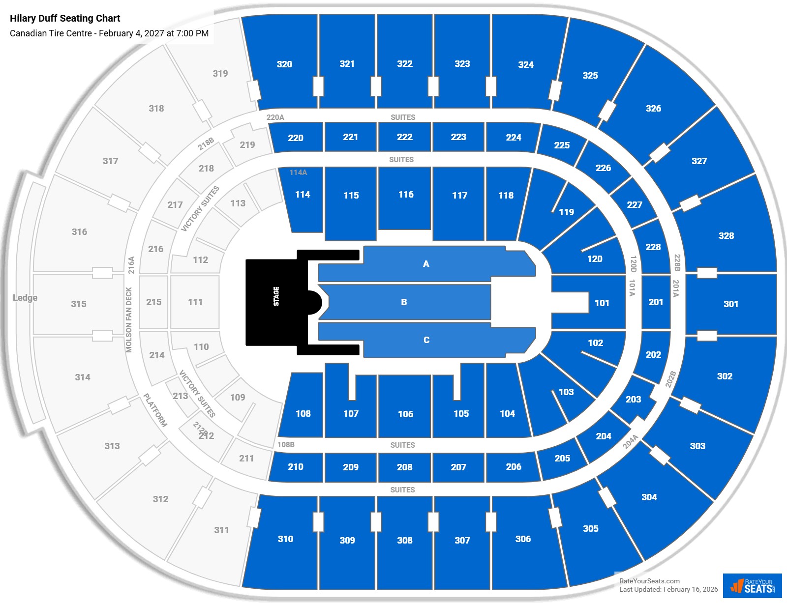 Hilary Duff seating chart Canadian Tire Centre