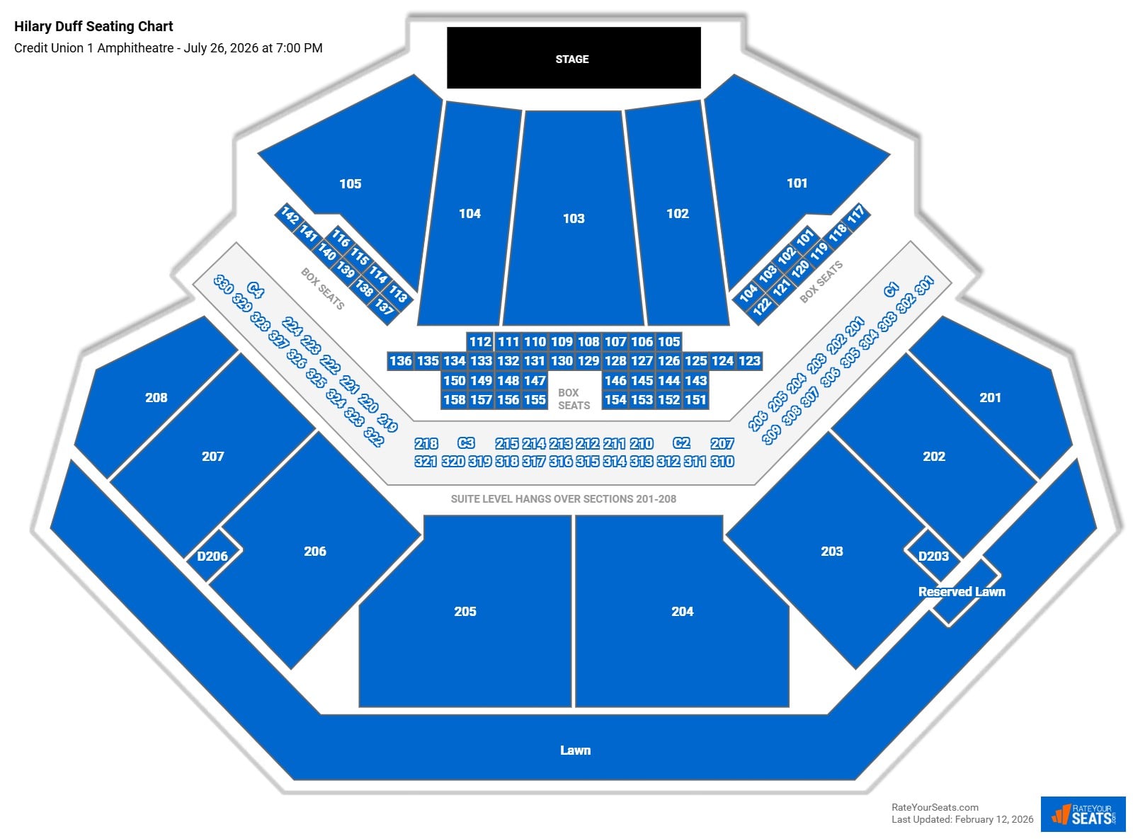 Hilary Duff seating chart Credit Union 1 Amphitheatre