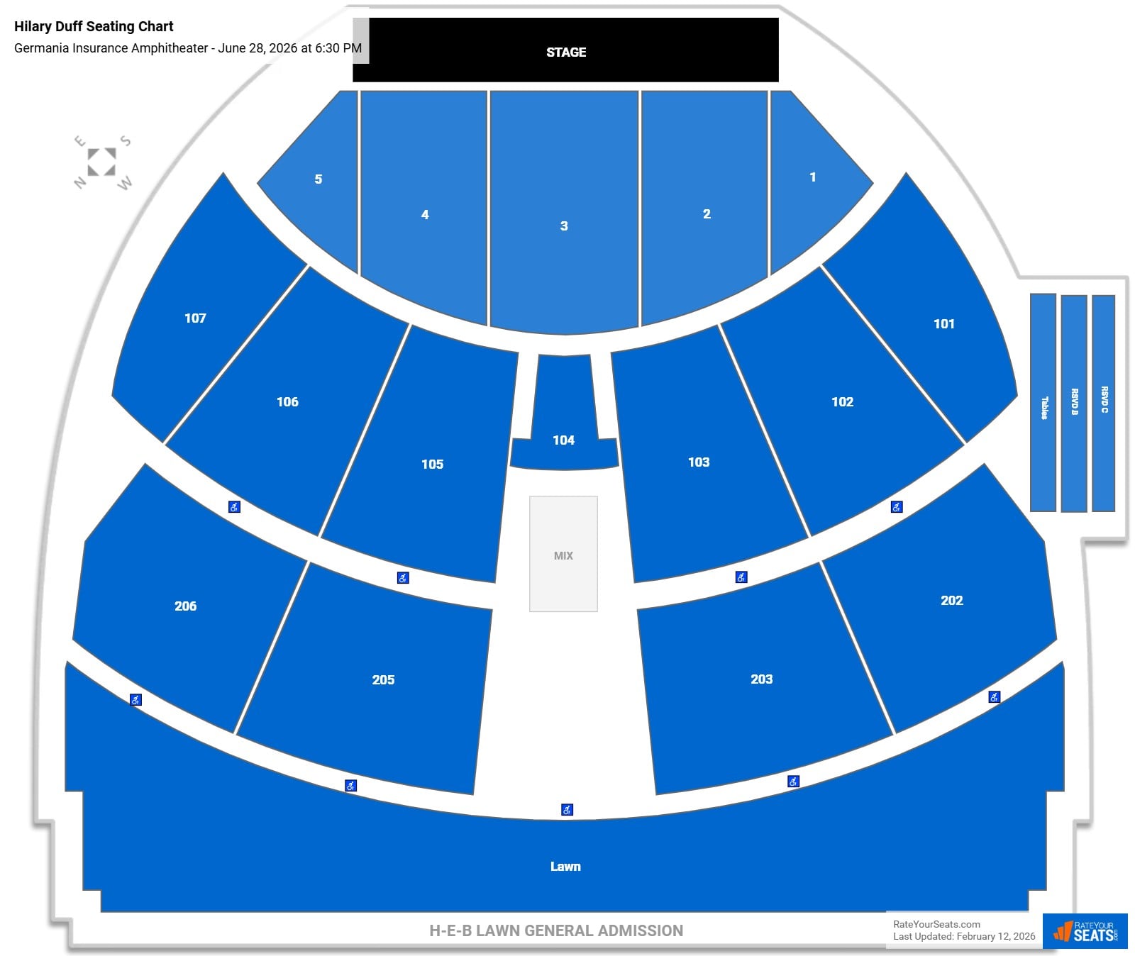 Hilary Duff seating chart Germania Insurance Amphitheater