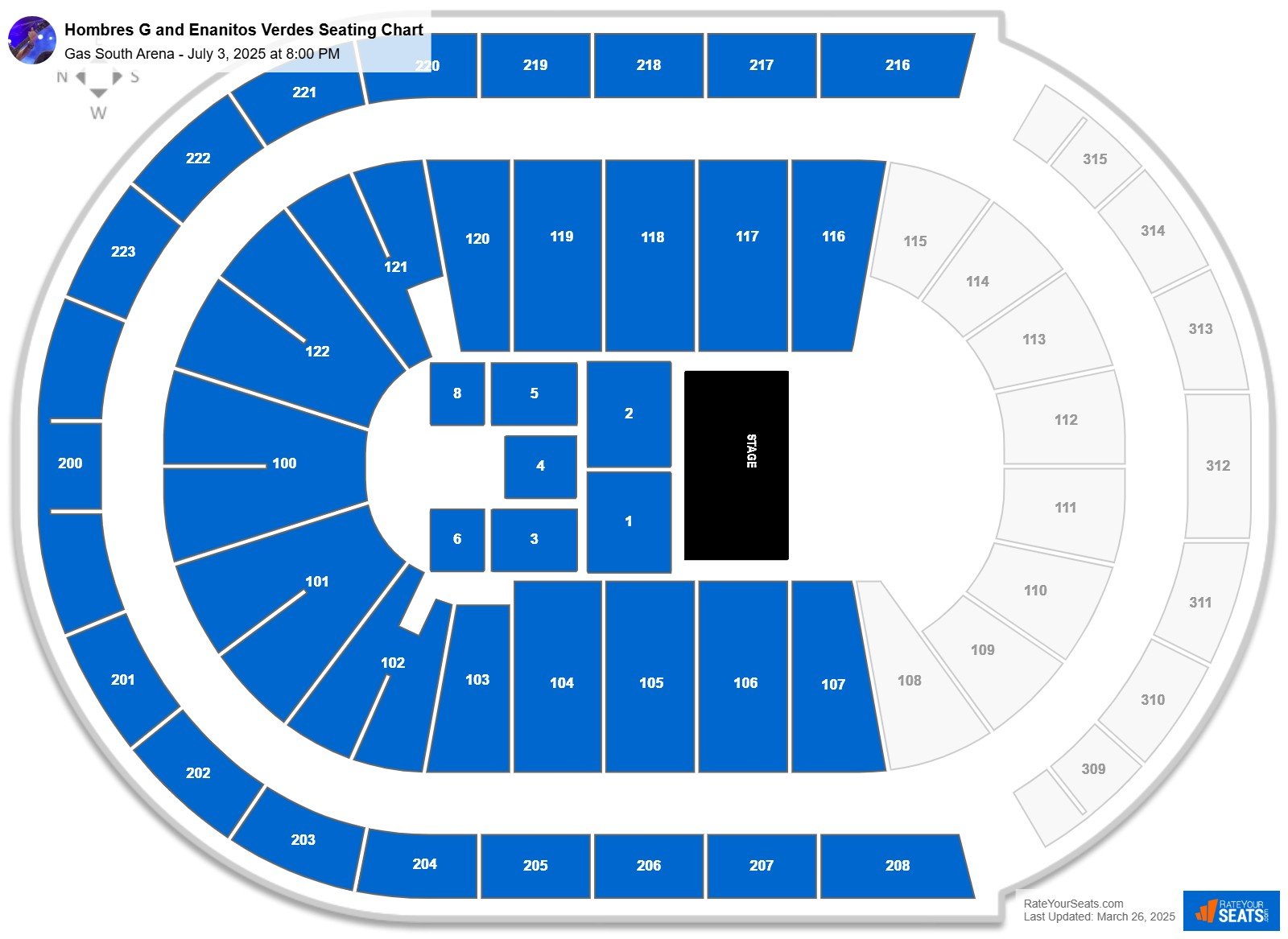 Hombres G and Enanitos Verdes seating chart Gas South Arena