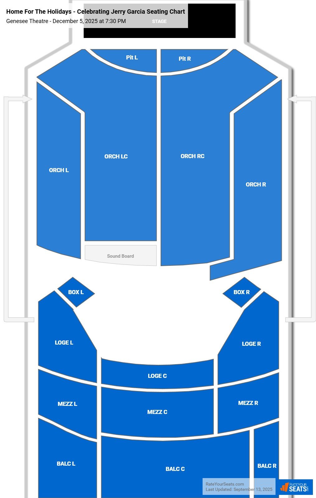 Home For The Holidays - Celebrating Jerry Garcia seating chart Genesee Theatre