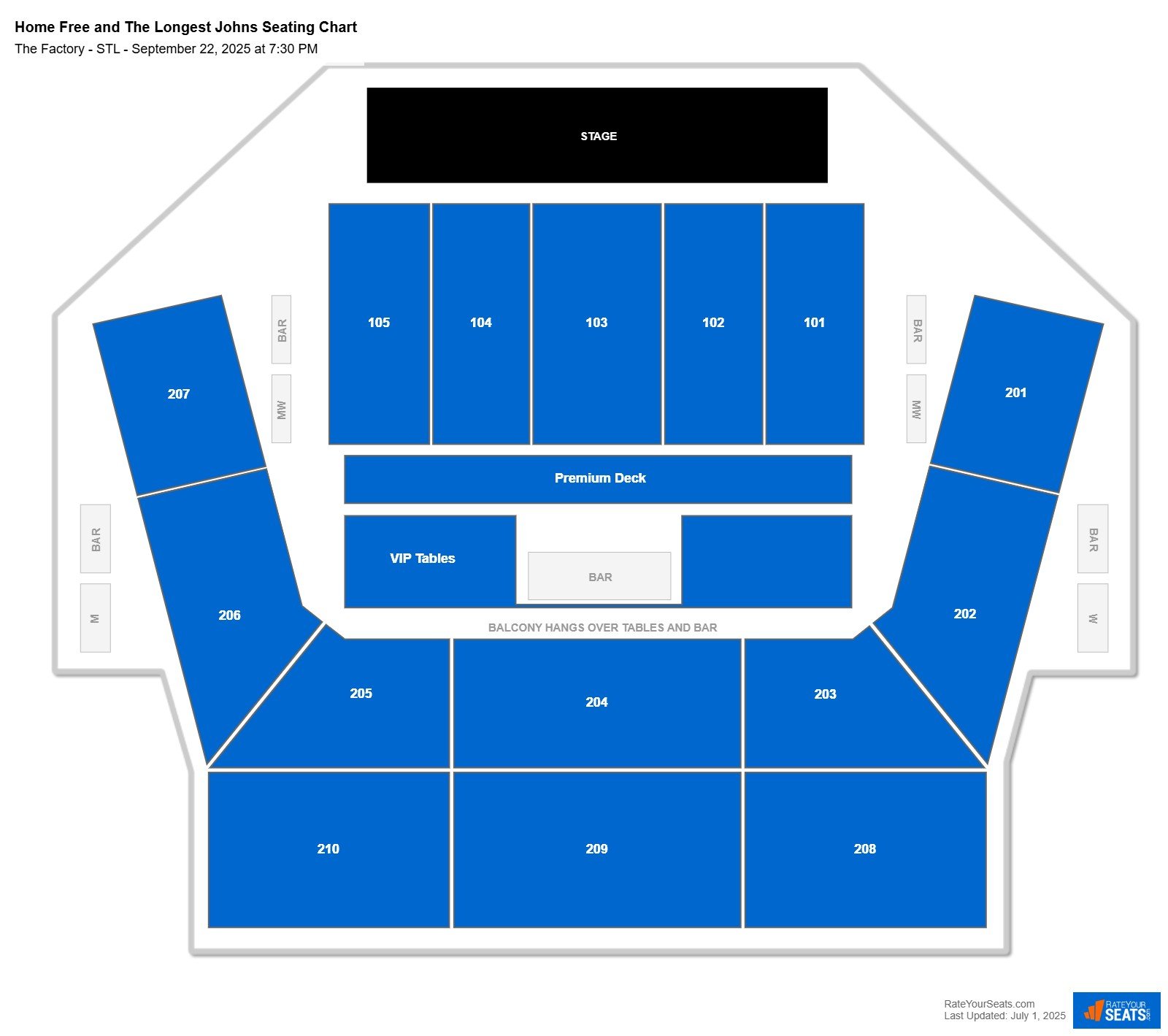 Home Free and The Longest Johns seating chart The Factory - STL