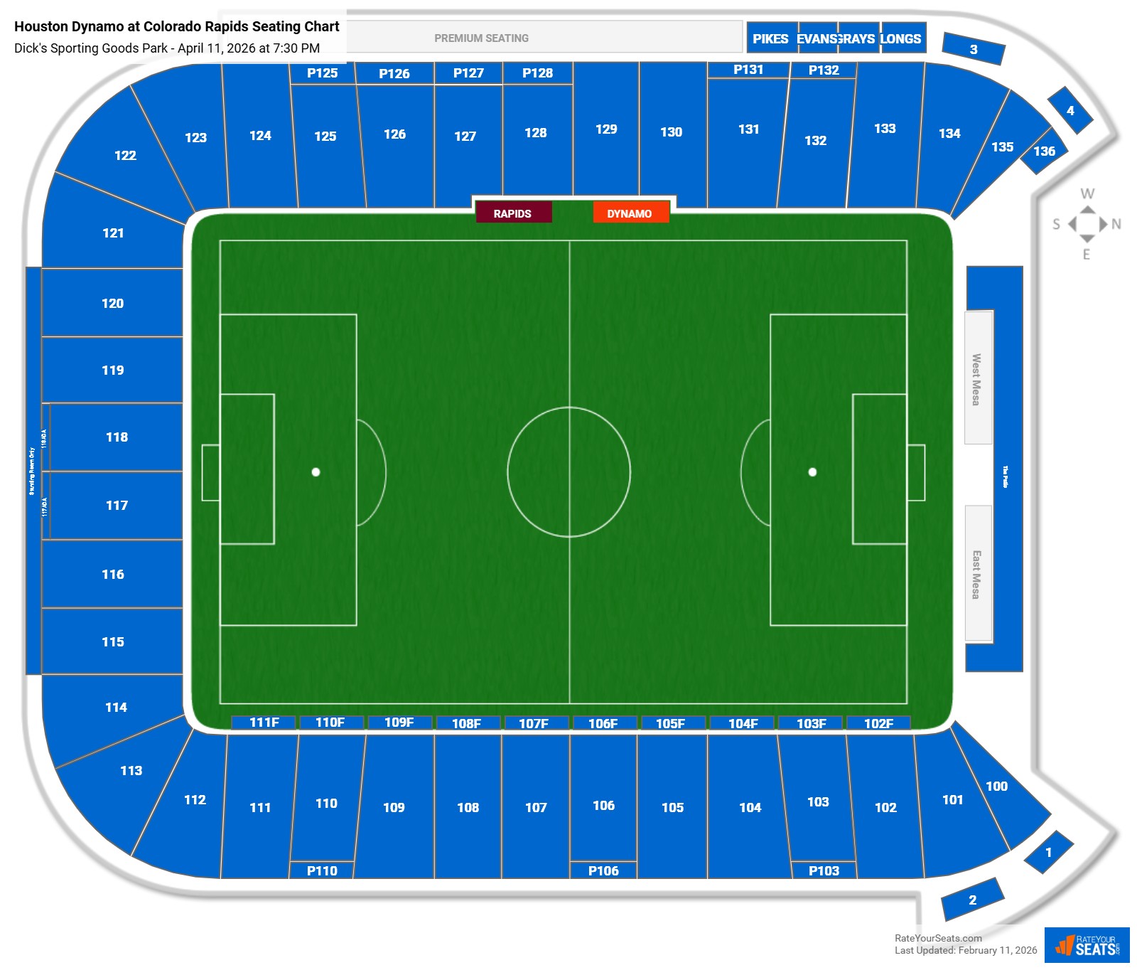 Houston Dynamo at Colorado Rapids seating chart Dick
