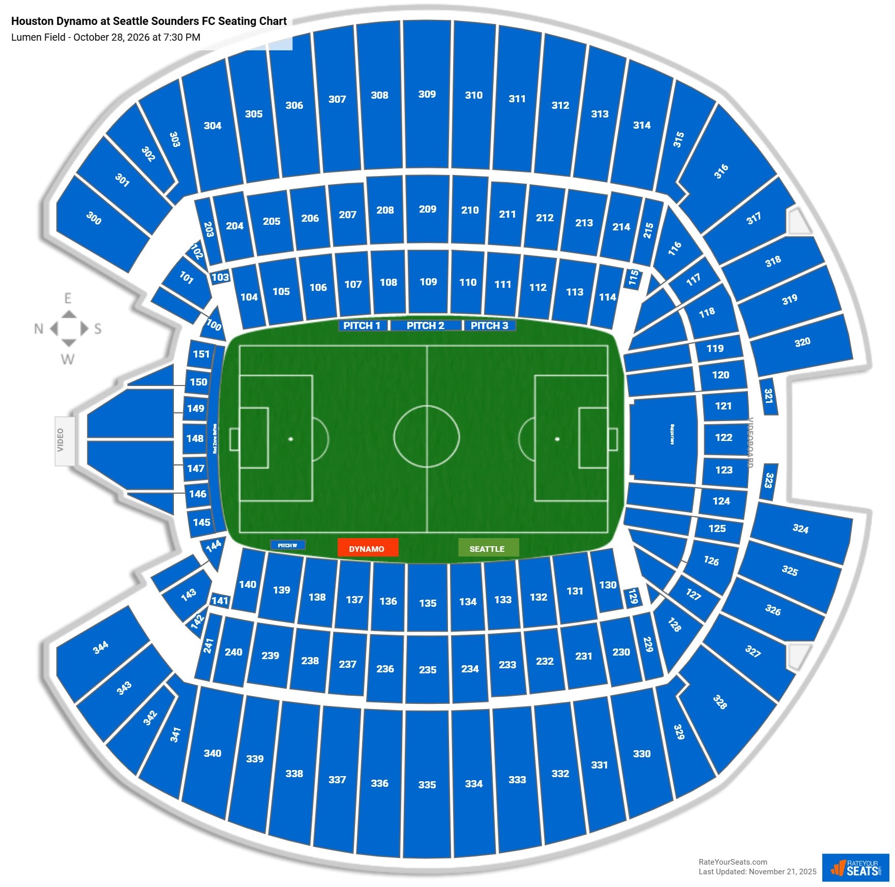 Houston Dynamo at Seattle Sounders FC seating chart Lumen Field