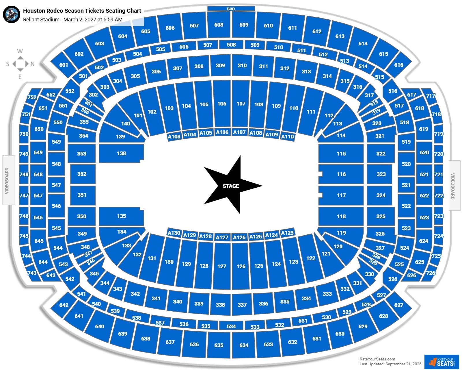 Houston Rodeo Season Tickets (3/2 - 3/21) Seating Chart at Reliant Stadium