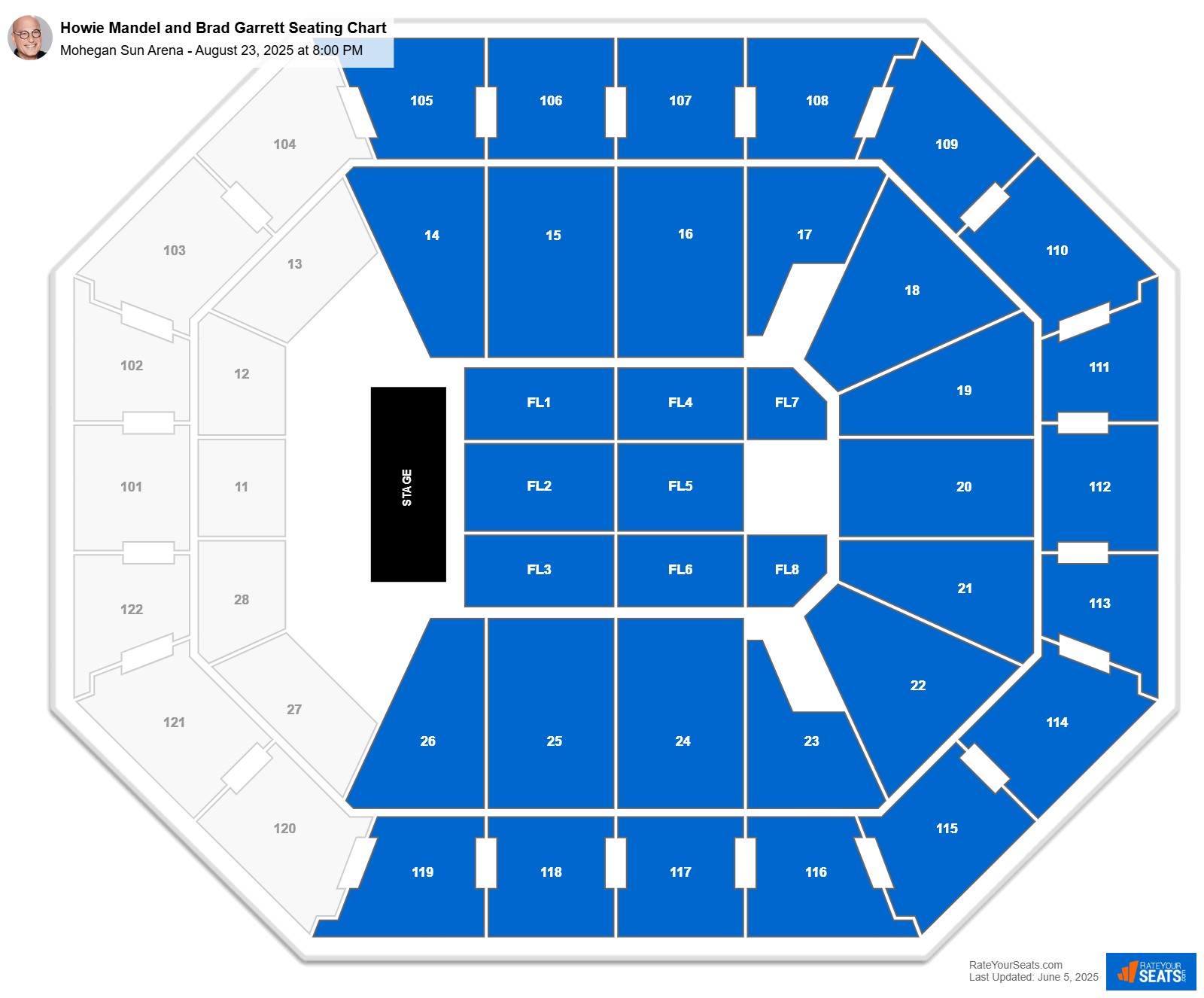Howie Mandel and Brad Garrett seating chart Mohegan Sun Arena