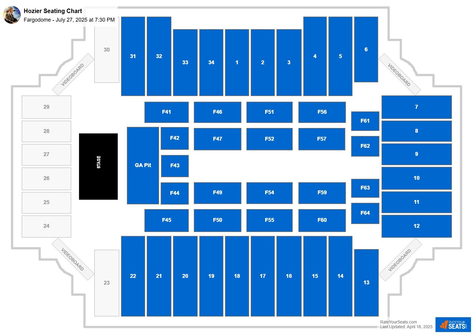Hozier seating chart Fargodome