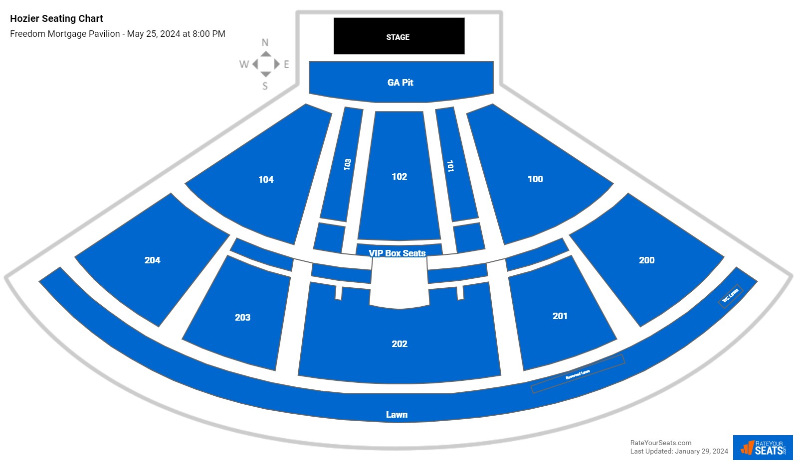 Hozier seating chart Freedom Mortgage Pavilion