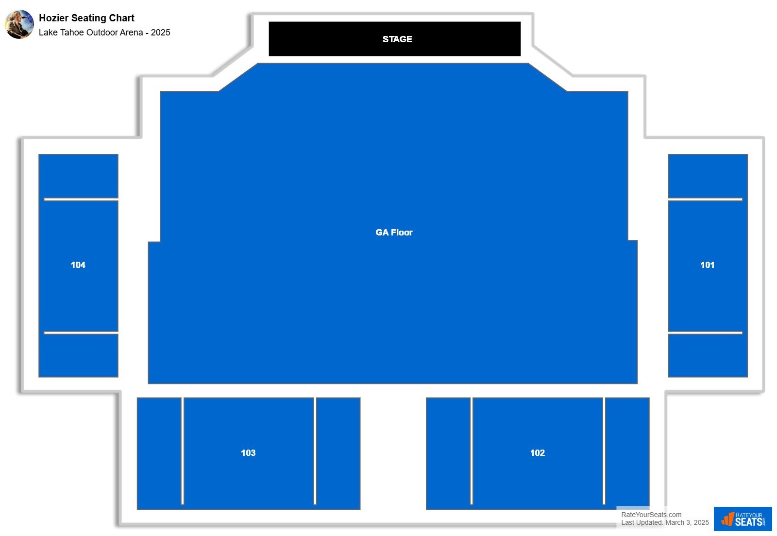 Hozier seating chart Lake Tahoe Outdoor Arena