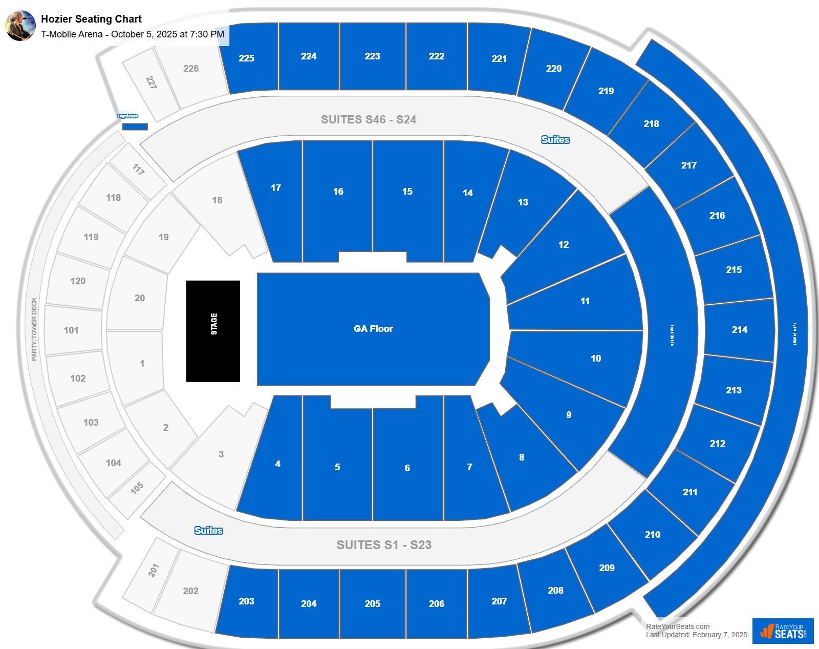 Hozier seating chart T-Mobile Arena