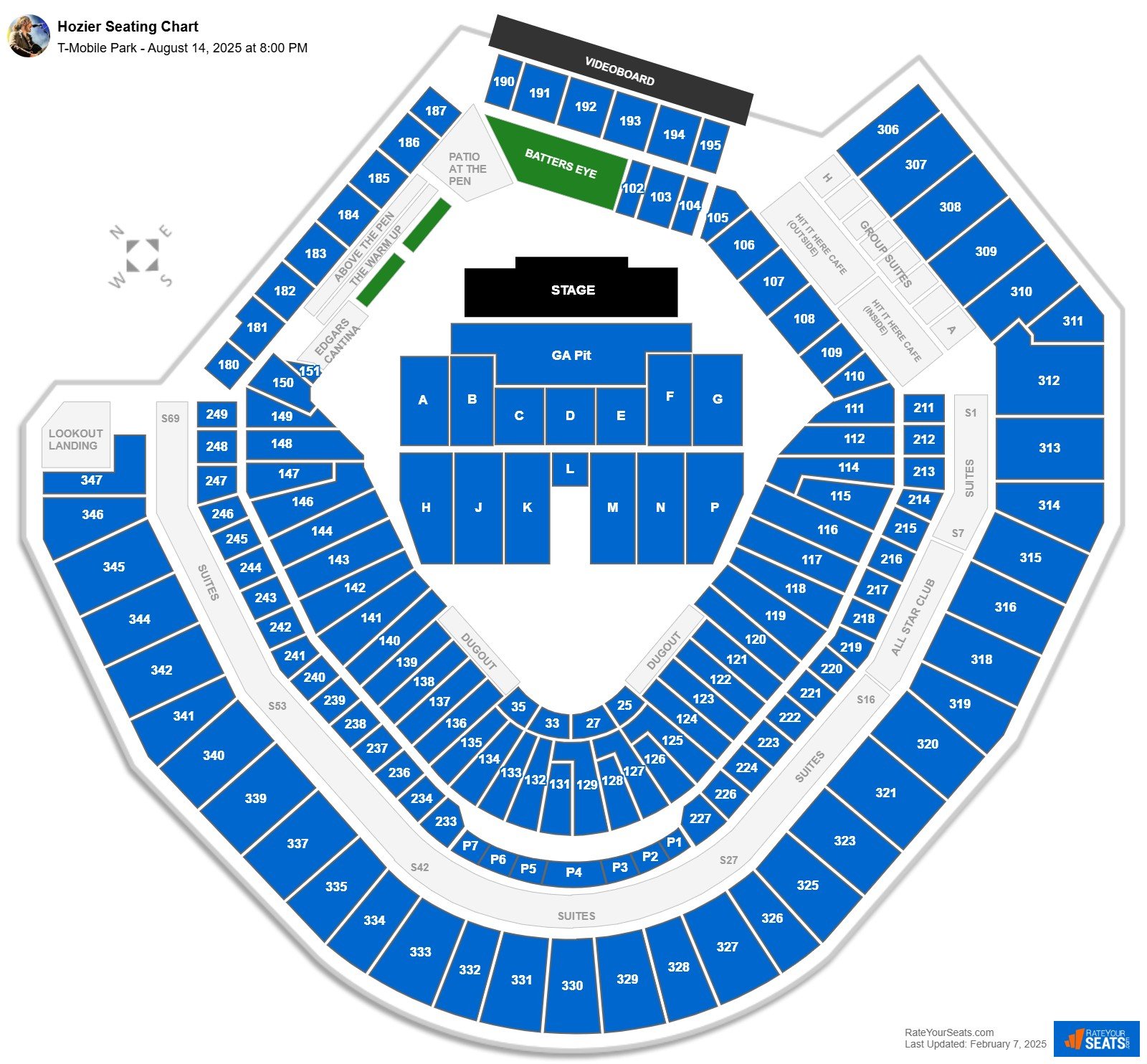 Hozier seating chart T-Mobile Park
